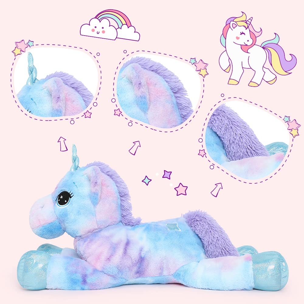 Tezituor 43in Giant Unicorn Stuffed Animal – Rainbow Plush for Kids, Decor & Gifts