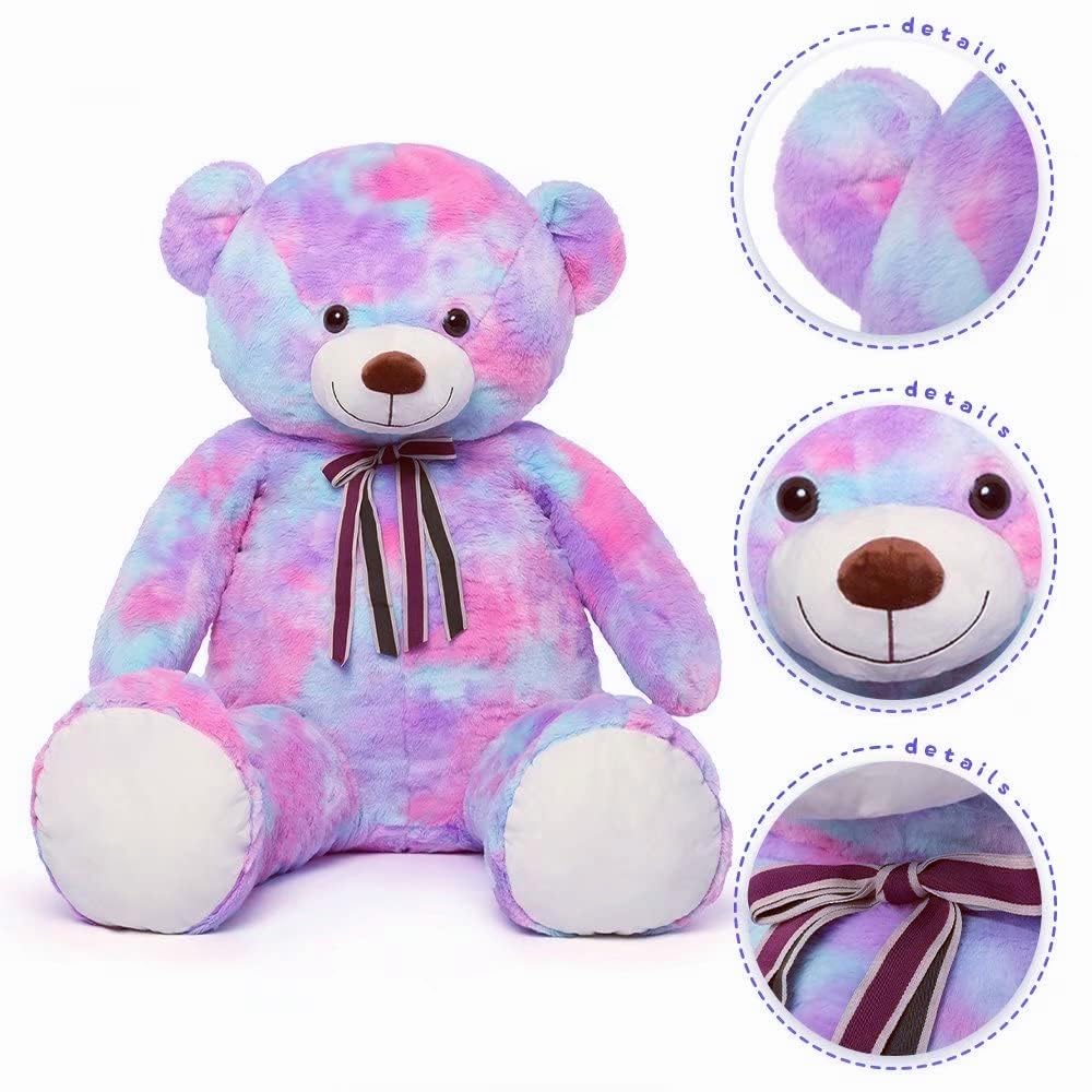 Tezituor 52-Inch Rainbow Purple Teddy Bear – Giant Plush Toy Gift