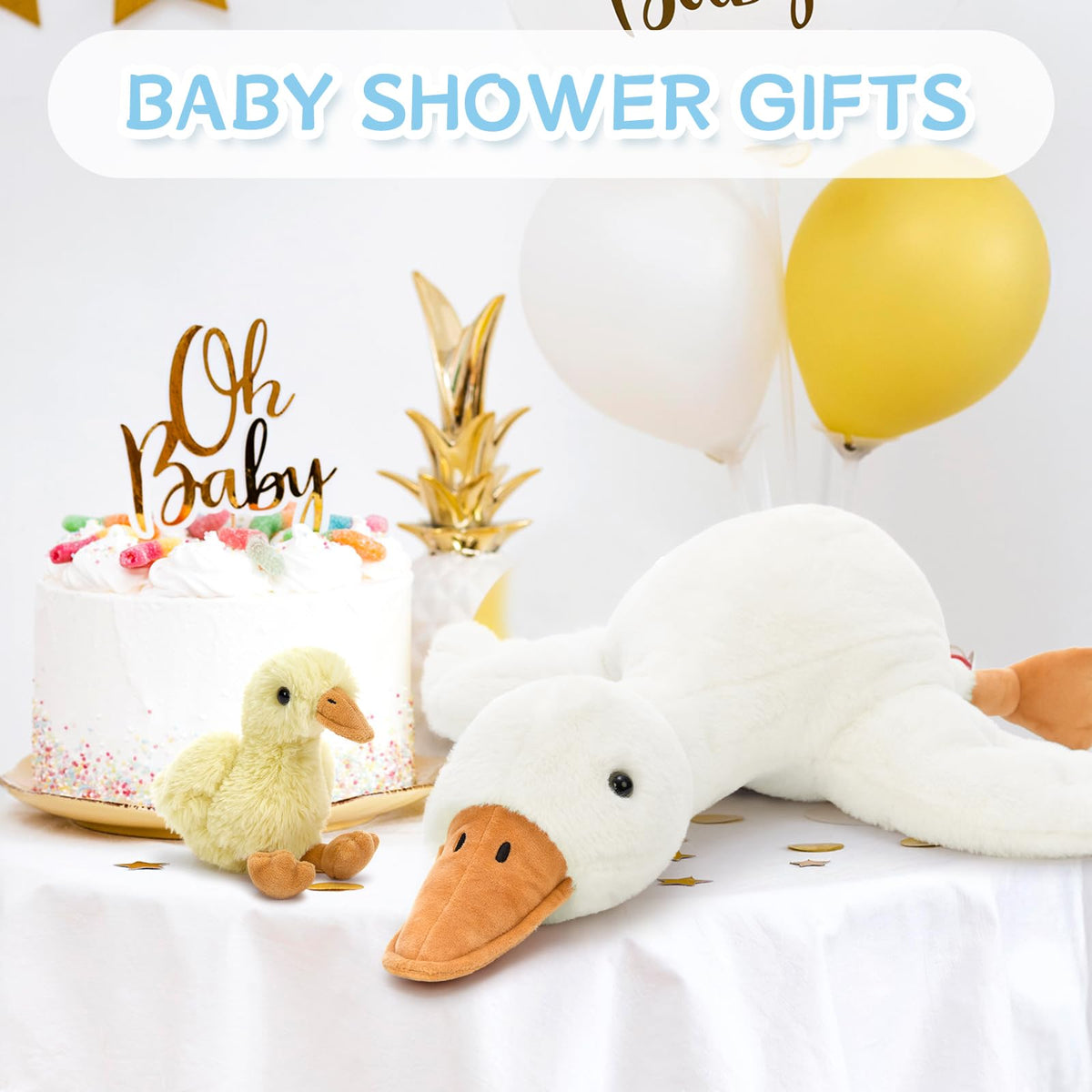 Tezituor Goose Stuffed Animal Set — 23.6-Inch Large Goose Plush with Mother and Babies for Cuddling, Play, and Decor