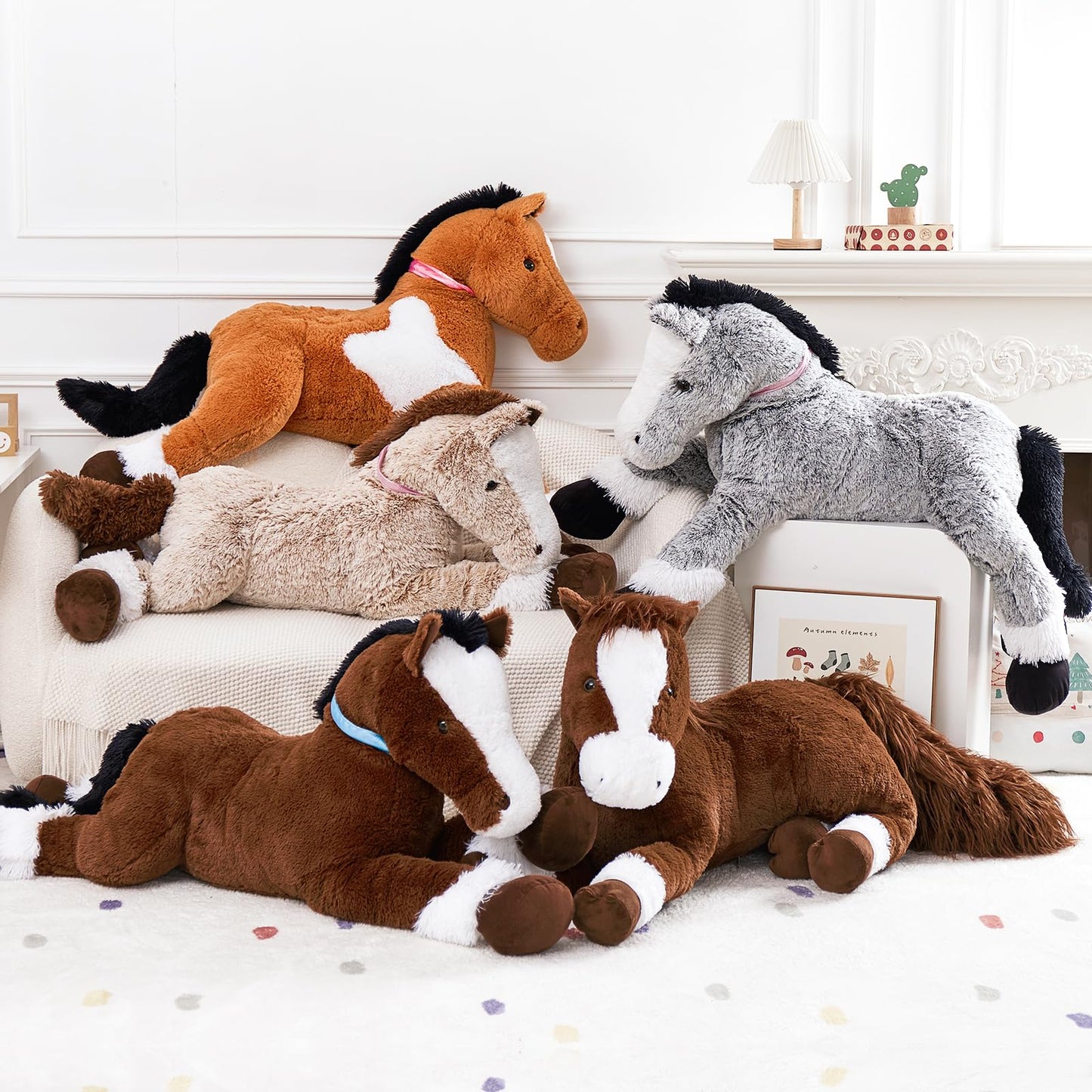 Tezituor 35-Inch Large Horse Plush Toy – Realistic Chocolate Pony Body Pillow