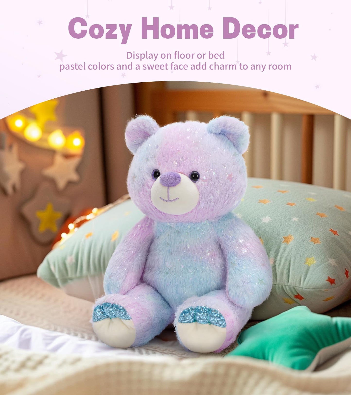 Tezituor Rainbow Bear Plush Toy – 13.78in Teddy Bear for Cozy Cuddles & Gifts