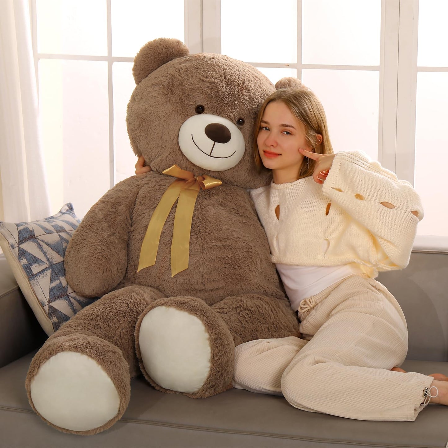 Tezituor 5ft Giant Teddy Bear - 59-Inch Brown Stuffed Animal for Gifts