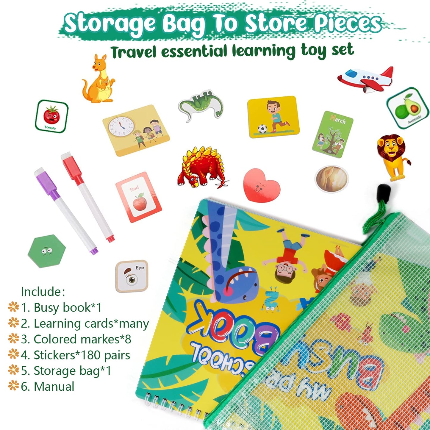 TFS TOP · FANS Montessori Busy Book for Toddlers – 32 Themes, 8 Pens, Preschool Learning Activities (3–5 Years)