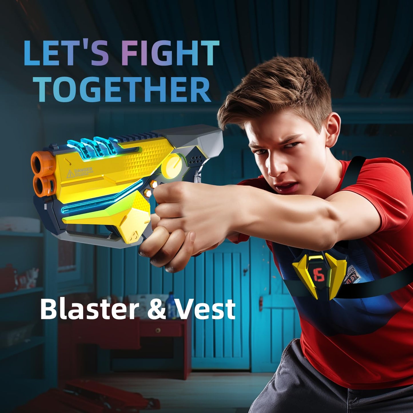 TG BLOCKS Laser Tag Set of 4 — Guns & Vests for Teens & Adults | Group Play