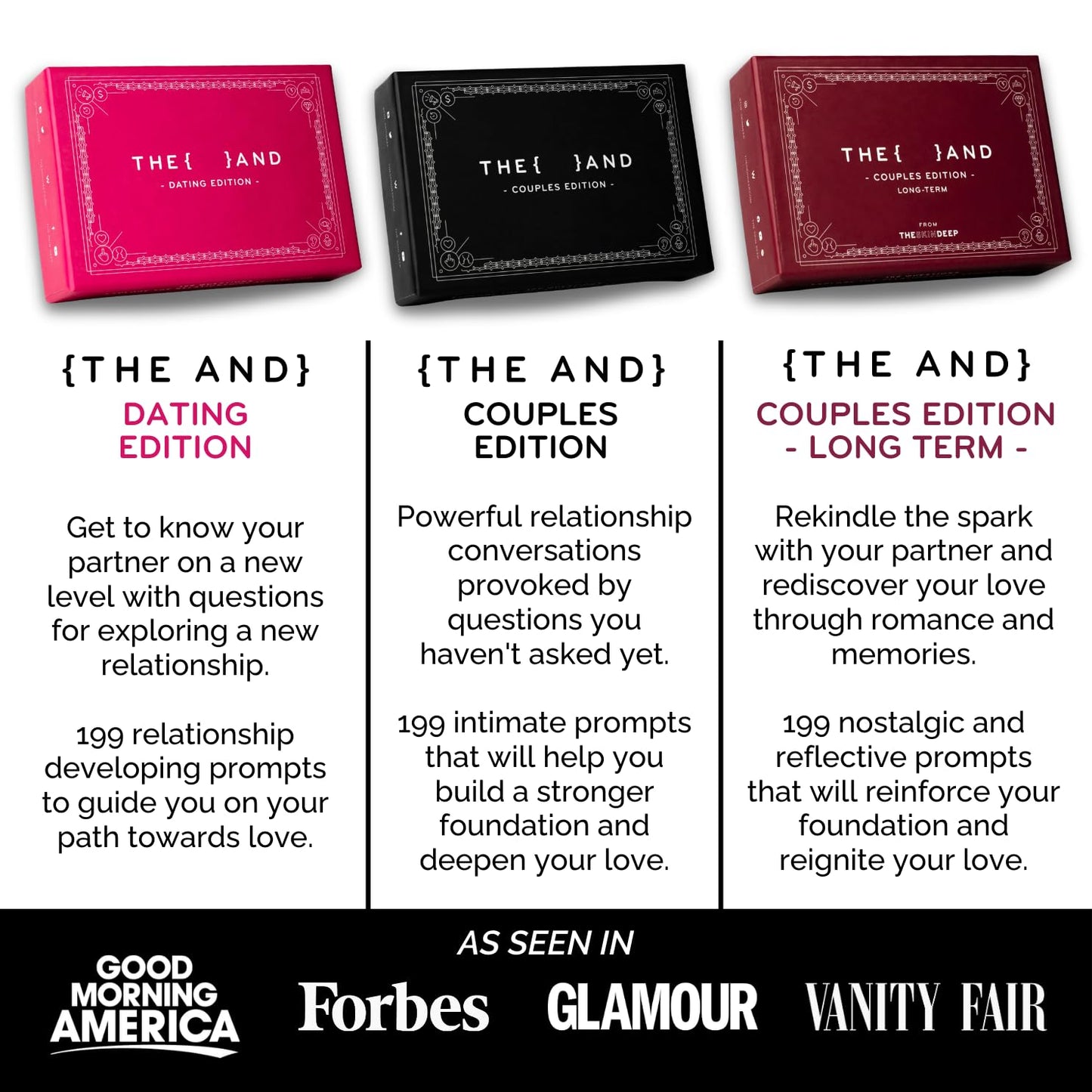 THE AND Dating Edition – 199 Thoughtful Conversation Cards for Dating Couples | Date Night Card Game for Adults