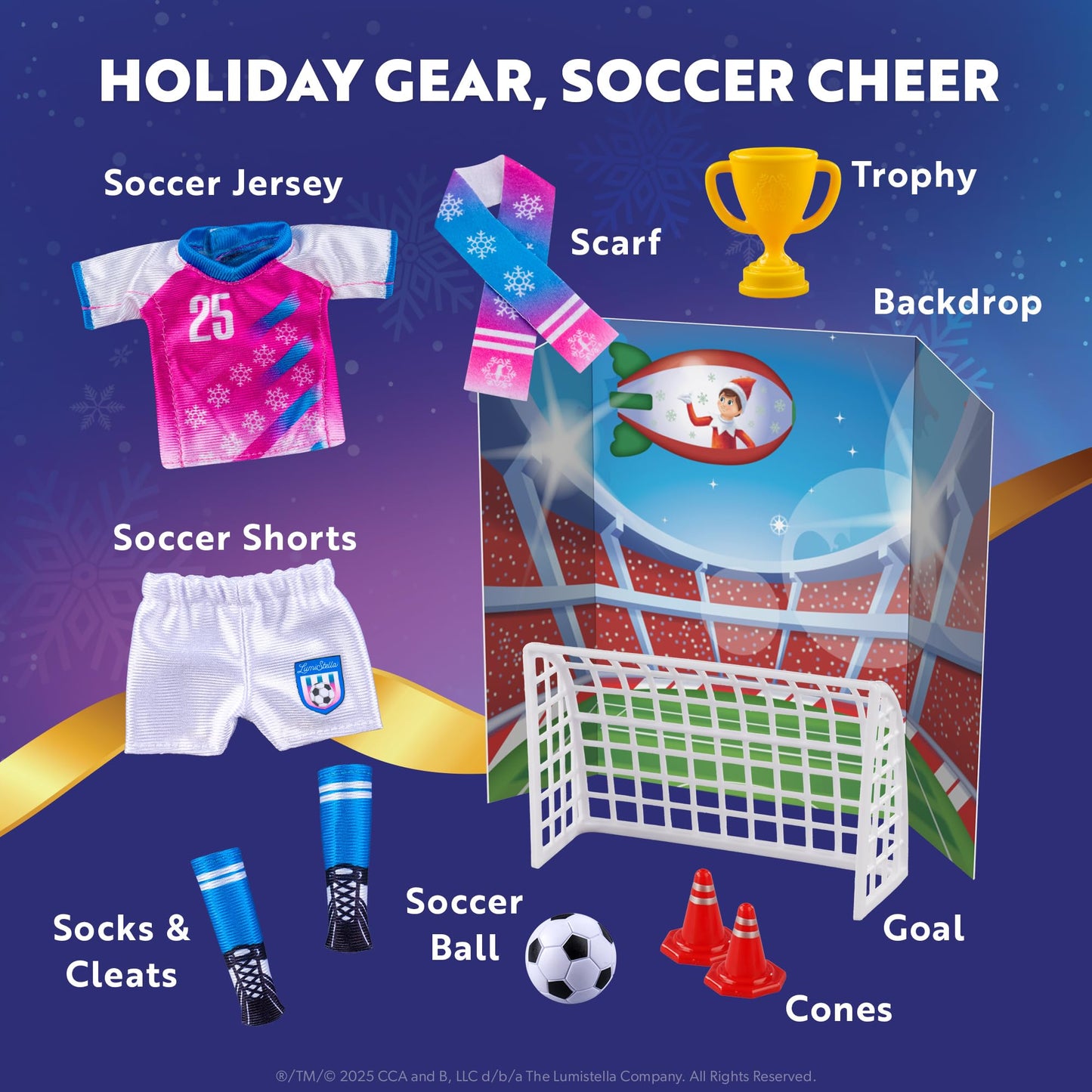 The Elf on the Shelf Polar Props North Pole Pitch Kit – 11-in-1 Elf Soccer Playset (Scout Elf Not Included)