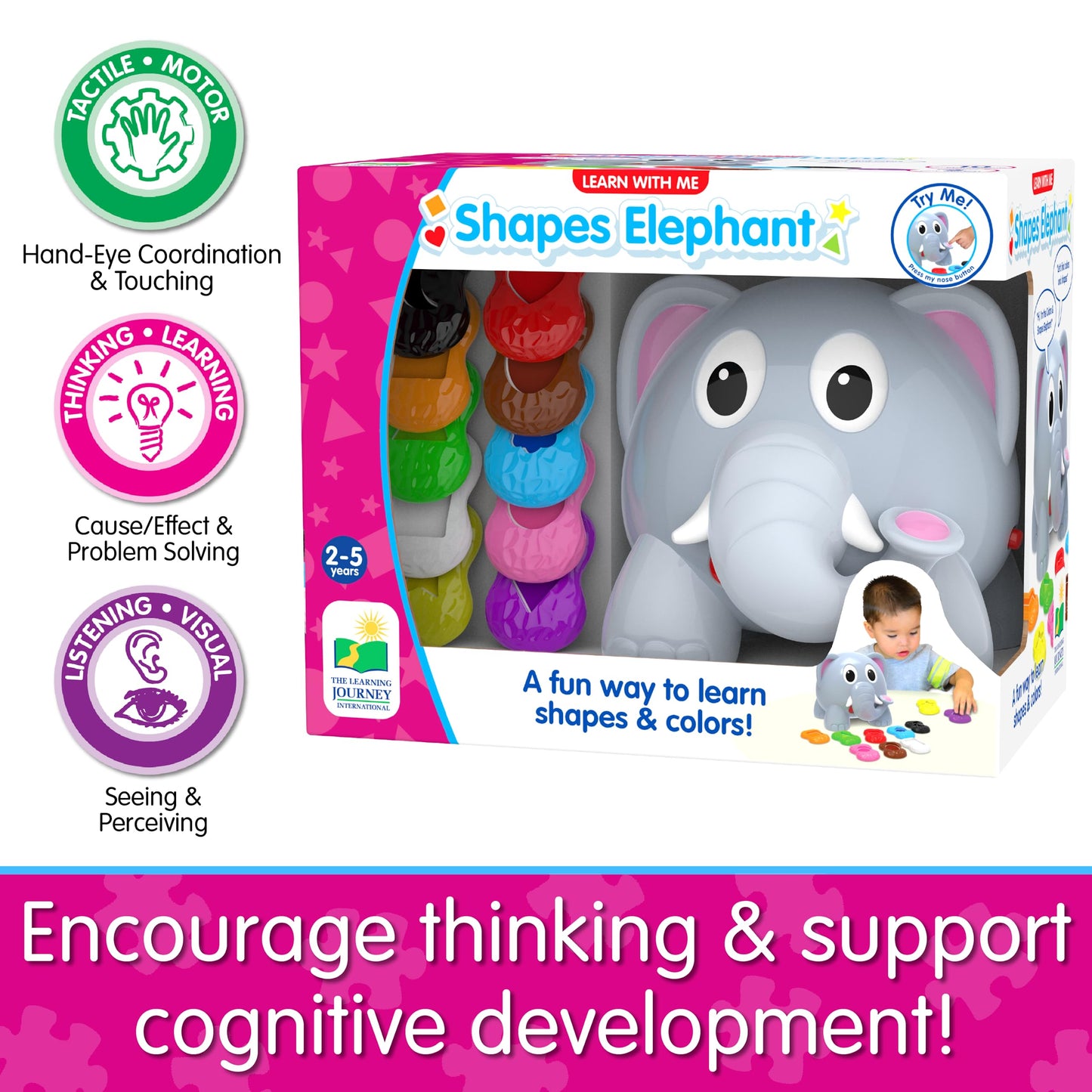 The Learning Journey Learn with Me Shapes Elephant – Colors & Shapes Toy for Toddlers 2+