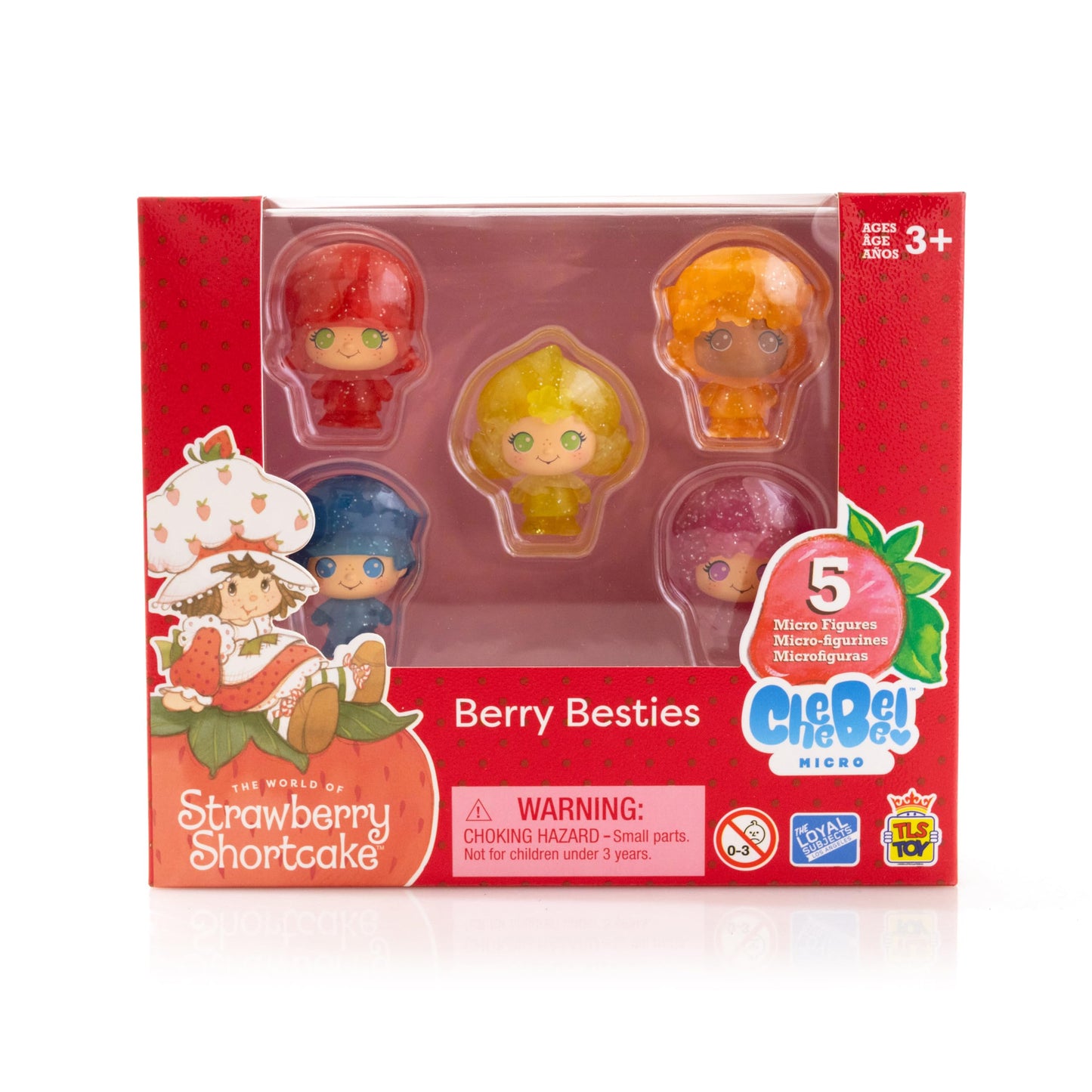 The Loyal Subjects Strawberry Shortcake Berry Besties Glitter 5-Pack – 1.5in Cheebee Figures