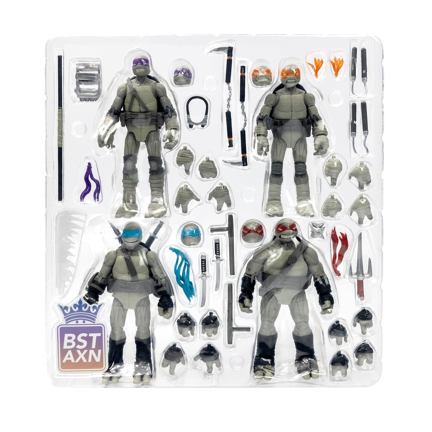 The Loyal Subjects TMNT BST AXN 5-Inch 4-Pack – Black & White Comic-Inspired Figures