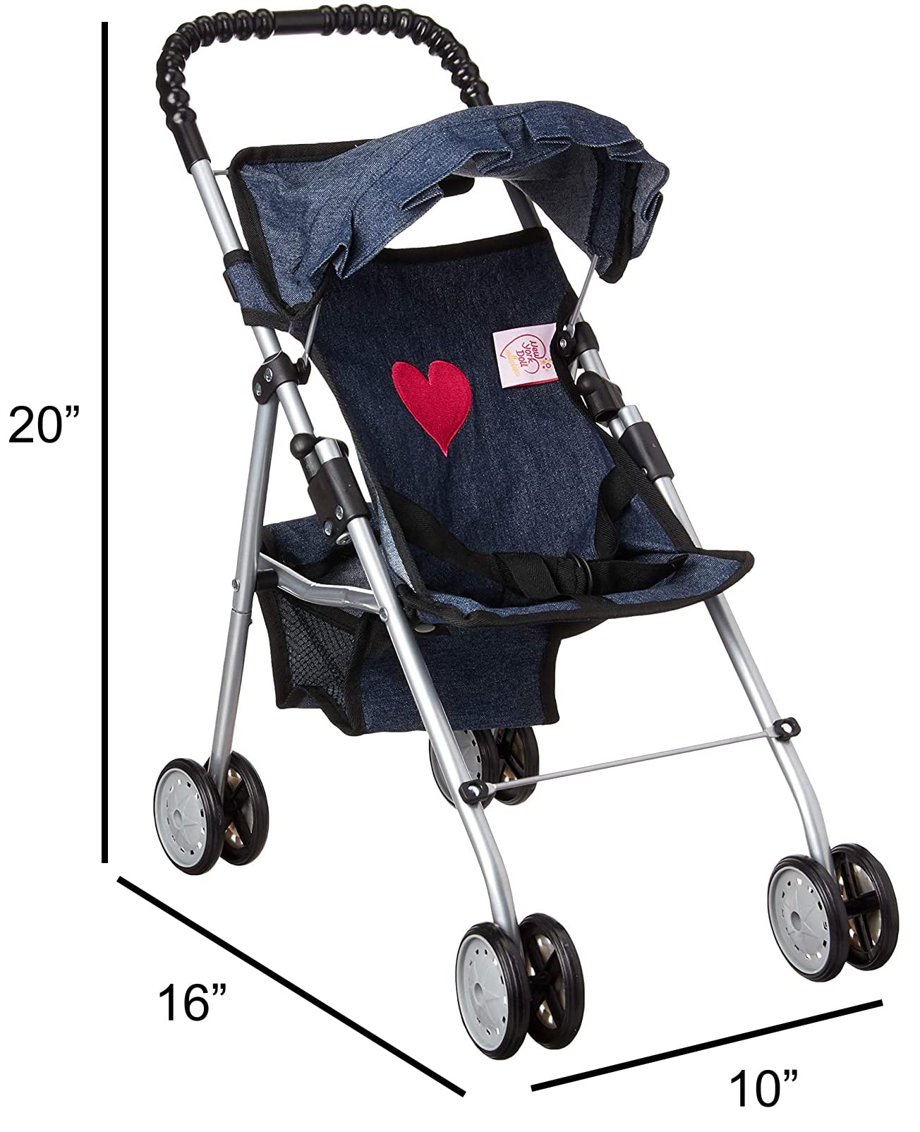 The New York Doll Collection Denim Stroller – My First Doll Stroller for 18-Inch Dolls