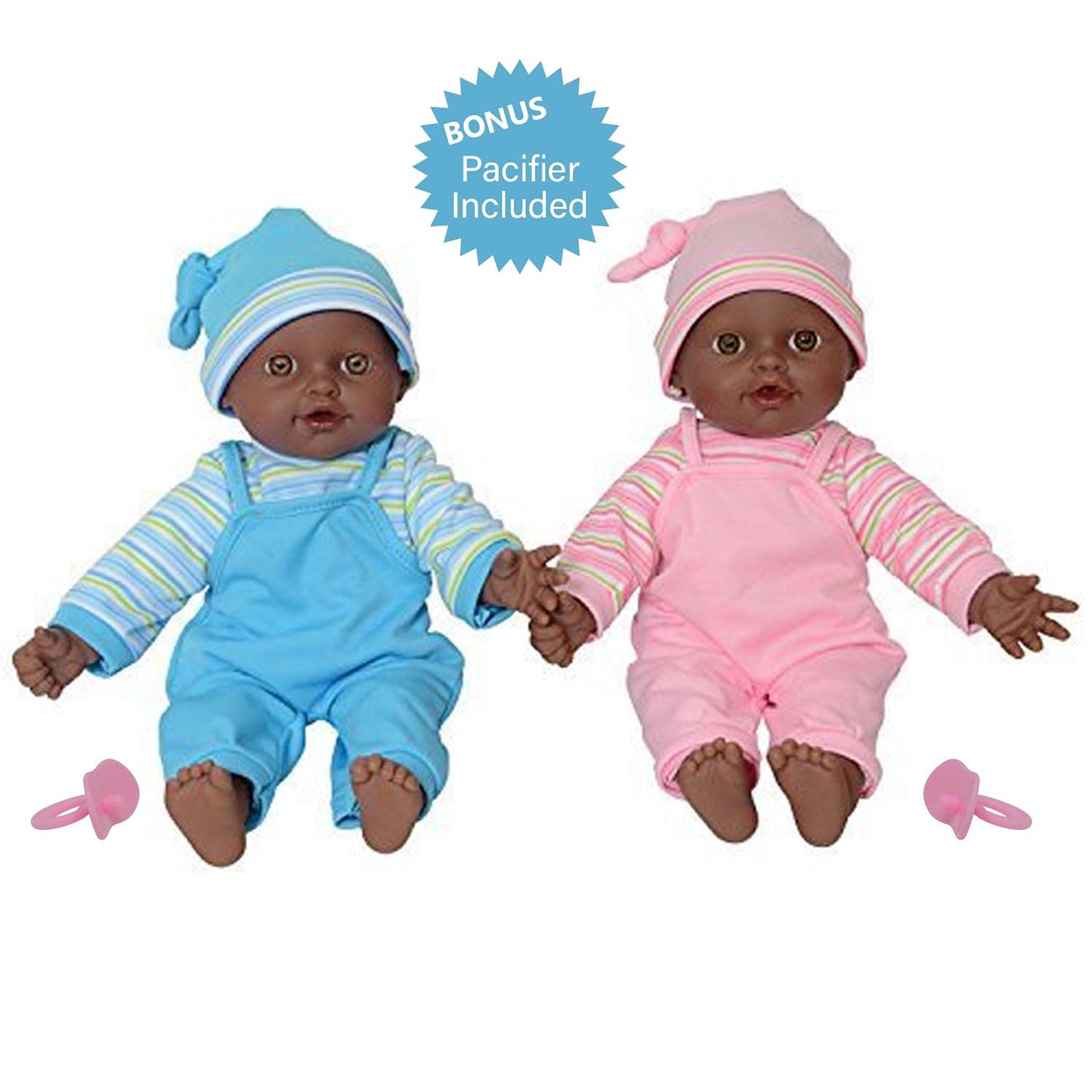 The New York Doll Collection Twin Dolls (African American) – 12-Inch, Washable Outfits, Pacifier