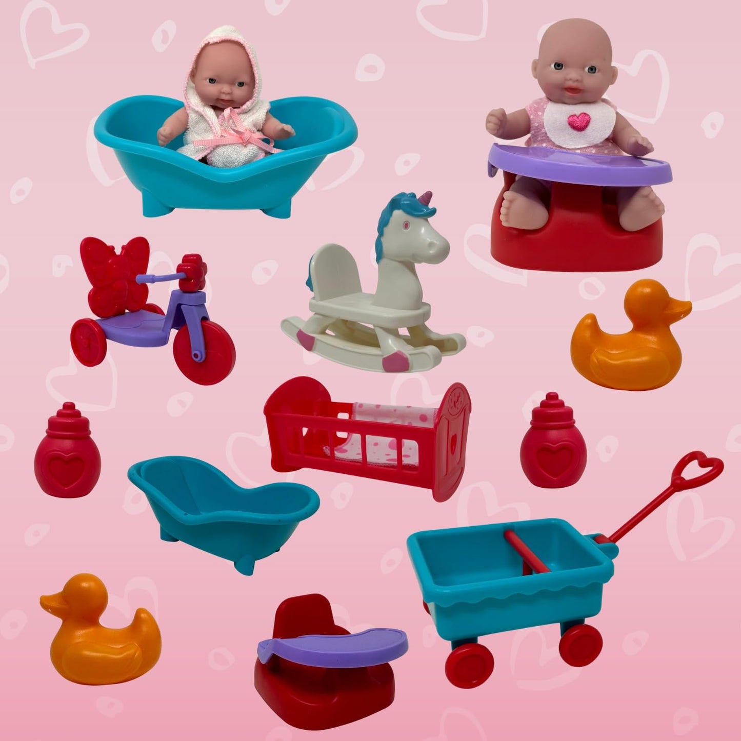 The New York Doll Collection Mini Baby Doll Set – 15pc 5-Inch Doll Play Pack with Accessories