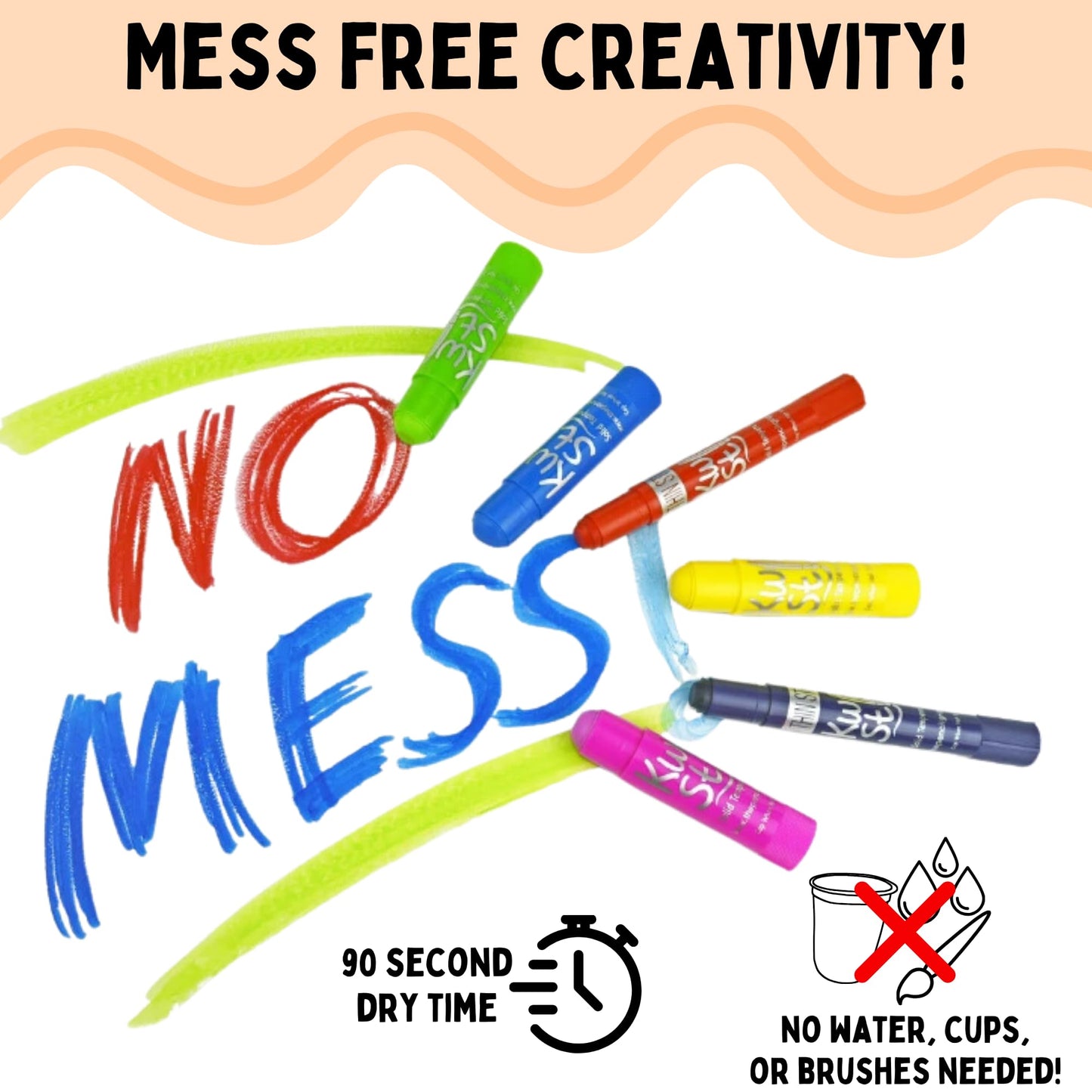 The Pencil Grip Kwik Stix Solid Tempera Paint 30 Colors — Quick-Dry, Washable