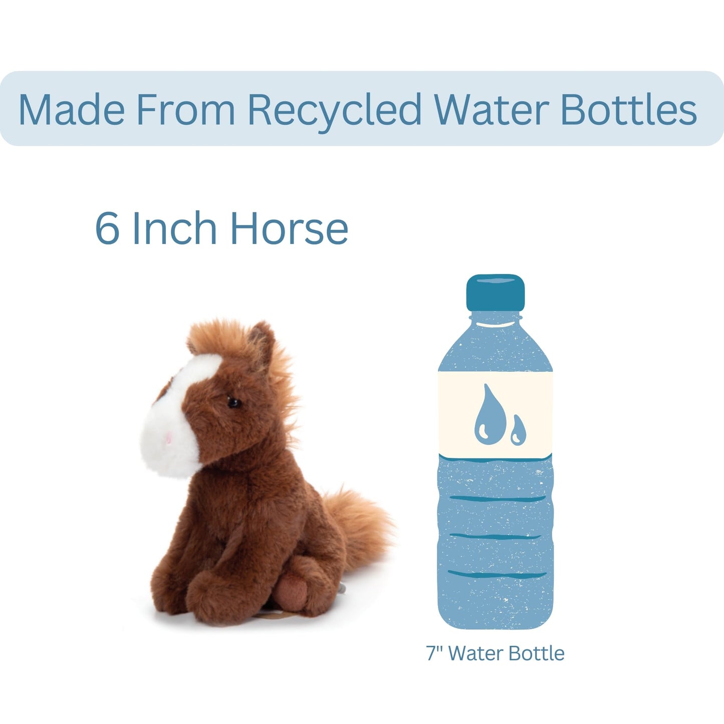 The Petting Zoo Horse Plush Toy – 6-inch Brown Horse, Eco-Friendly Kids Gift