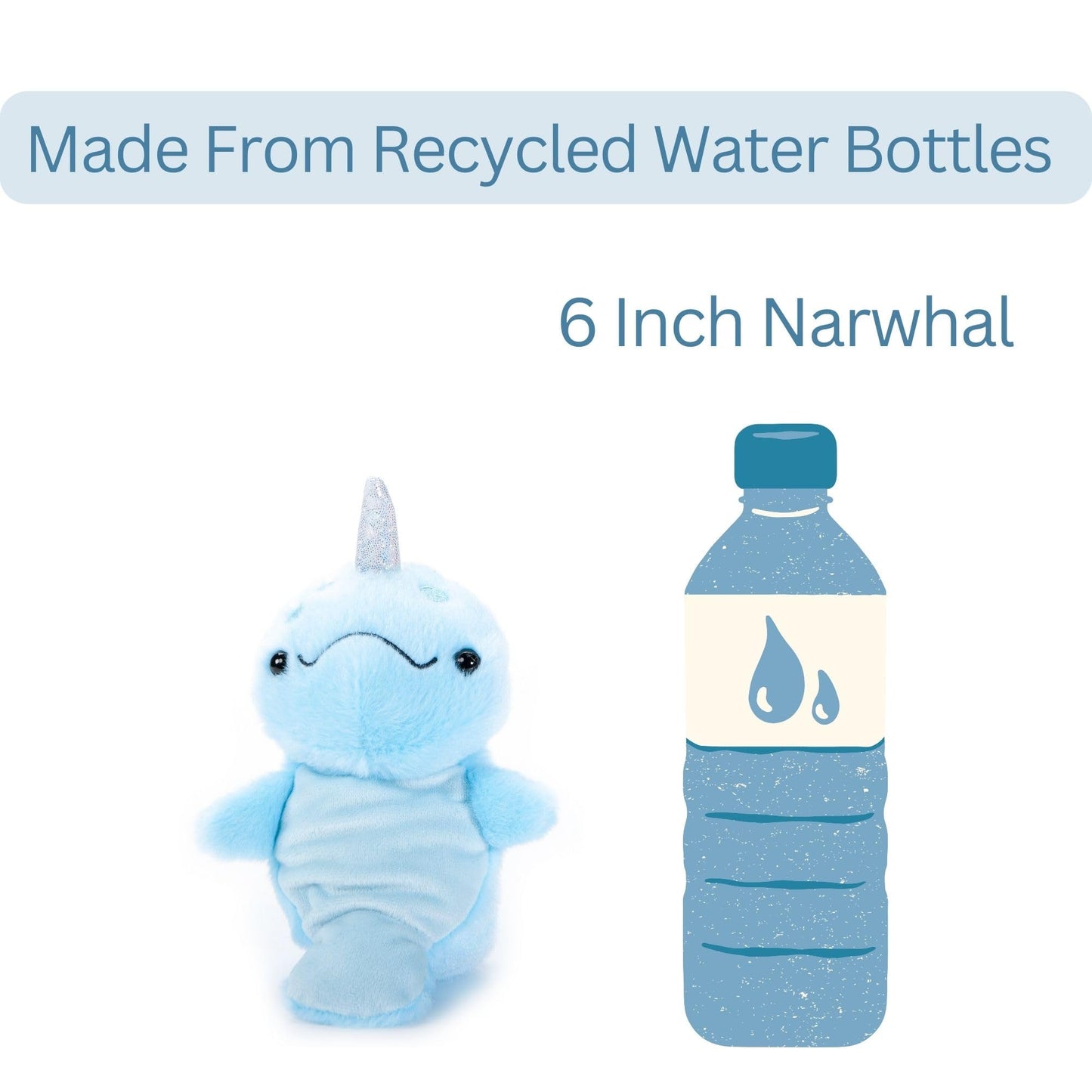 The Petting Zoo Narwhal Plushie — 6-Inch Blue Narwhal Plush Toy, Recycled Materials