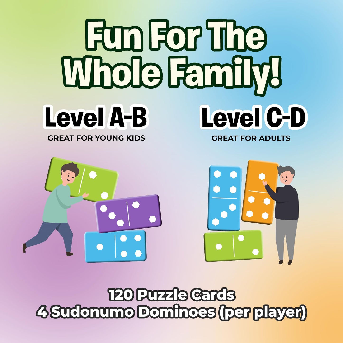 The Uzzle Sudonumo Domino - 24 Dominoes, 120 Puzzles, Levels A-D, 2-4 Players