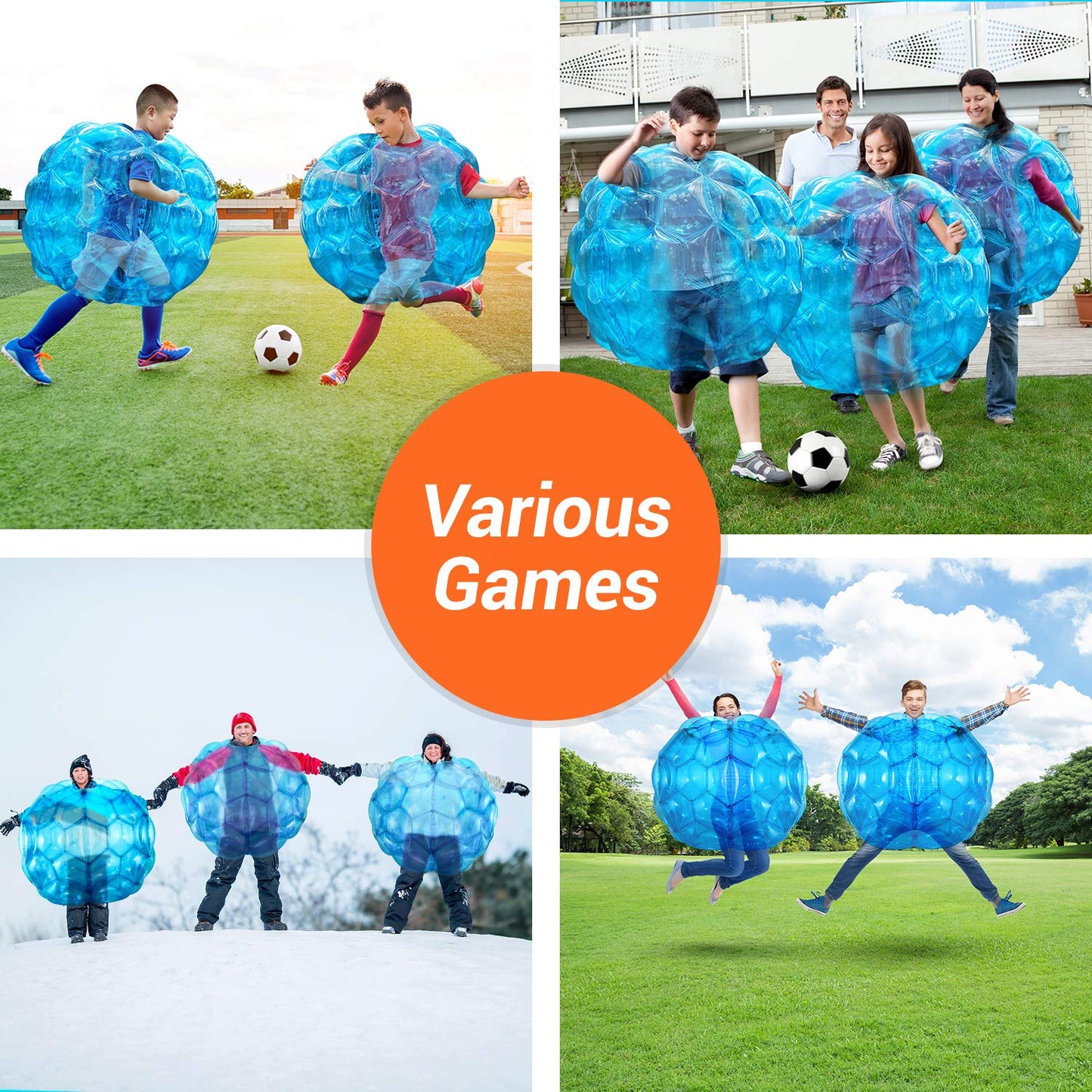 Theefun 2 Pack Bumper Balls – 36-Inch Blue Inflatable Sumo Balls for Outdoor Play (Kids & Adults)