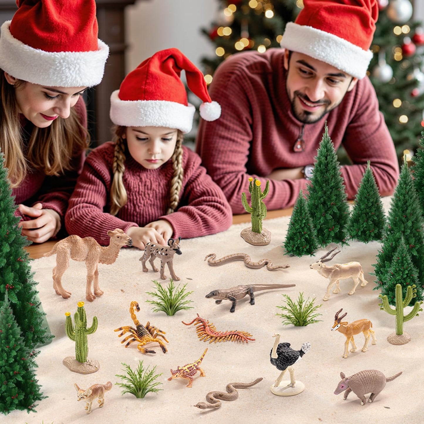 THINKBAY 16Pcs Desert Animals Figures for Kids – Safe Lizard, Camel, Cobra & Cactus Diorama Toys