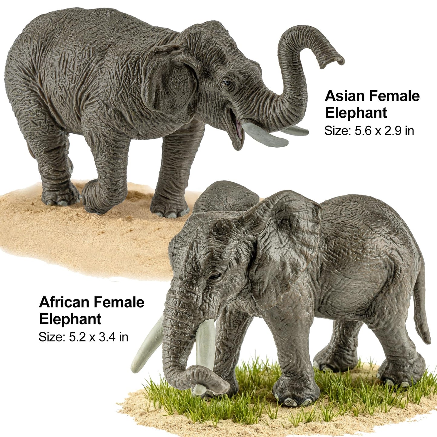 ThinkBAY 4PCS Safari Elephant Figurines for Kids – Safe PVC Zoo Animals Toys