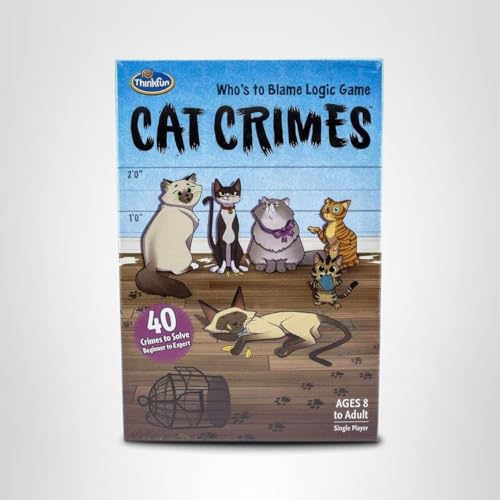 ThinkFun Cat Crimes Brain Game – Cat-Themed Logic Puzzle for Ages 8+ (60 Challenges)