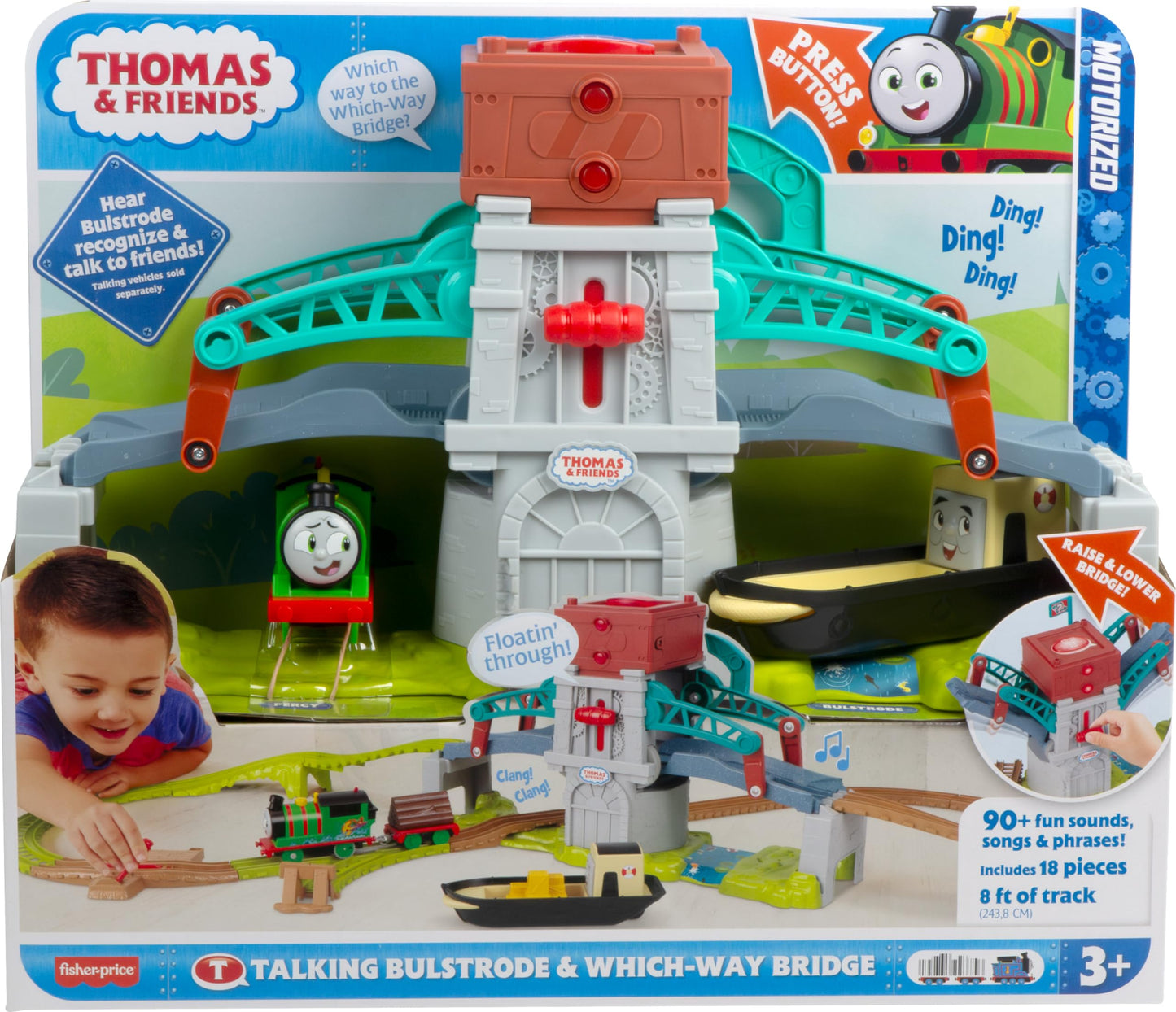 Thomas & Friends Talking Bulstrode & Which-Way Bridge Playset with Percy Engine — Ages 3+