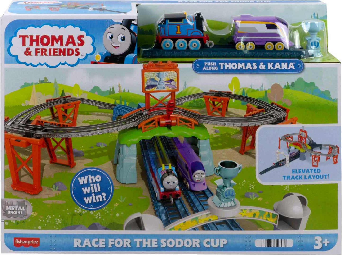 Thomas & Friends Race for the Sodor Cup Diecast Train Set with Thomas & Kana – Pretend Play 3+