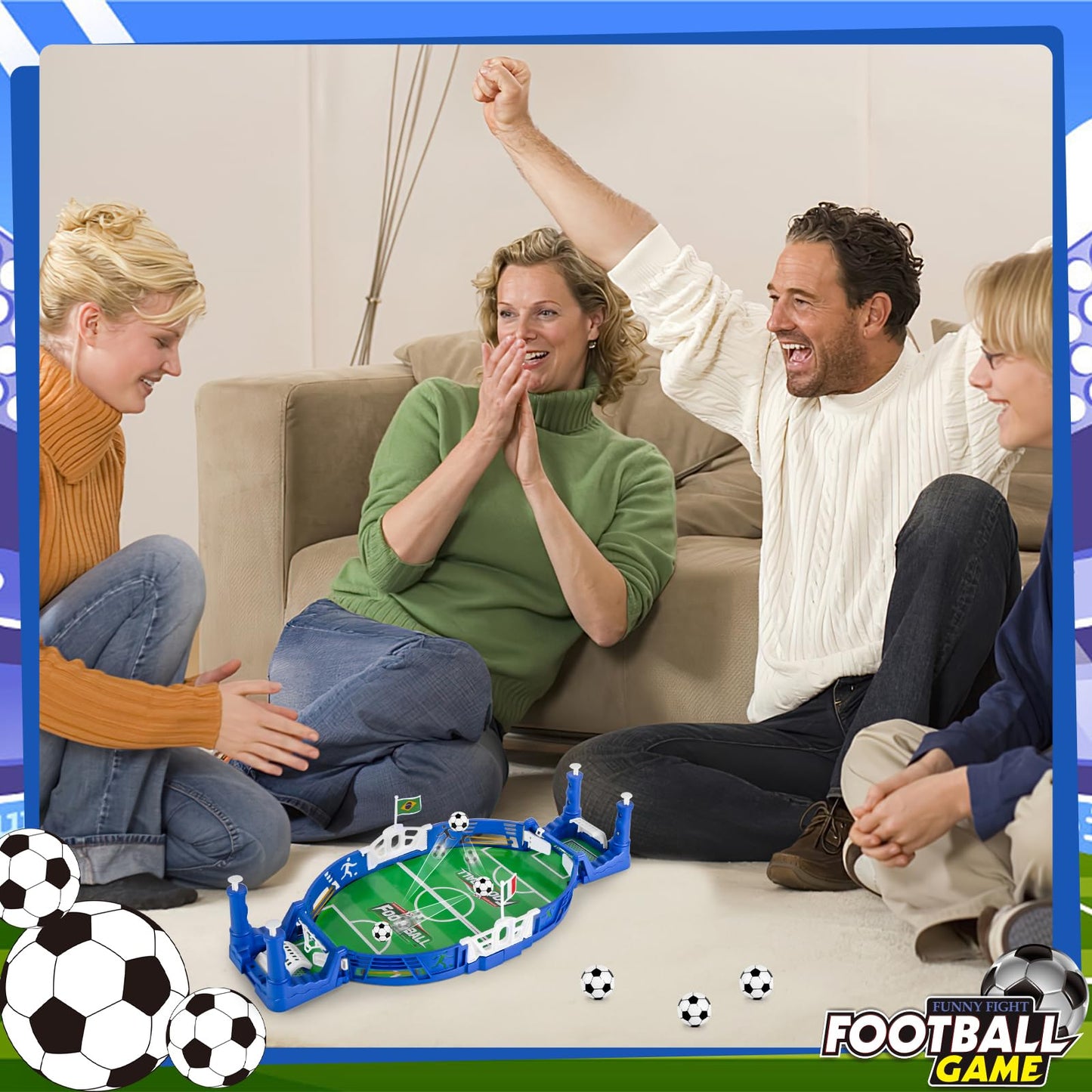 3 otters Mini Soccer Board Game – Family Foosball Tabletop for Kids & Adults