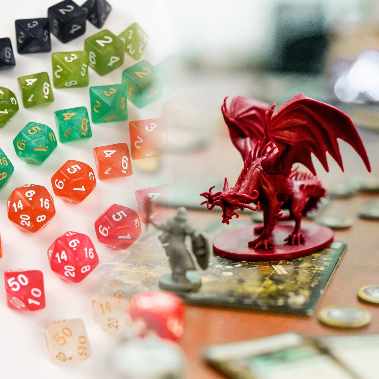 Thyores 30-Set DND Double-Colors Polyhedral Dice – 210 Pieces for D&D, RPG & Tabletop