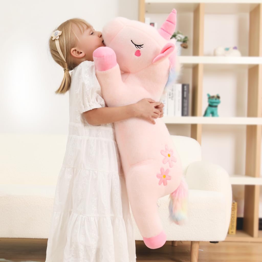 Tianmihou 32-Inch Pink Unicorn Plush - Jumbo Soft Body Pillow