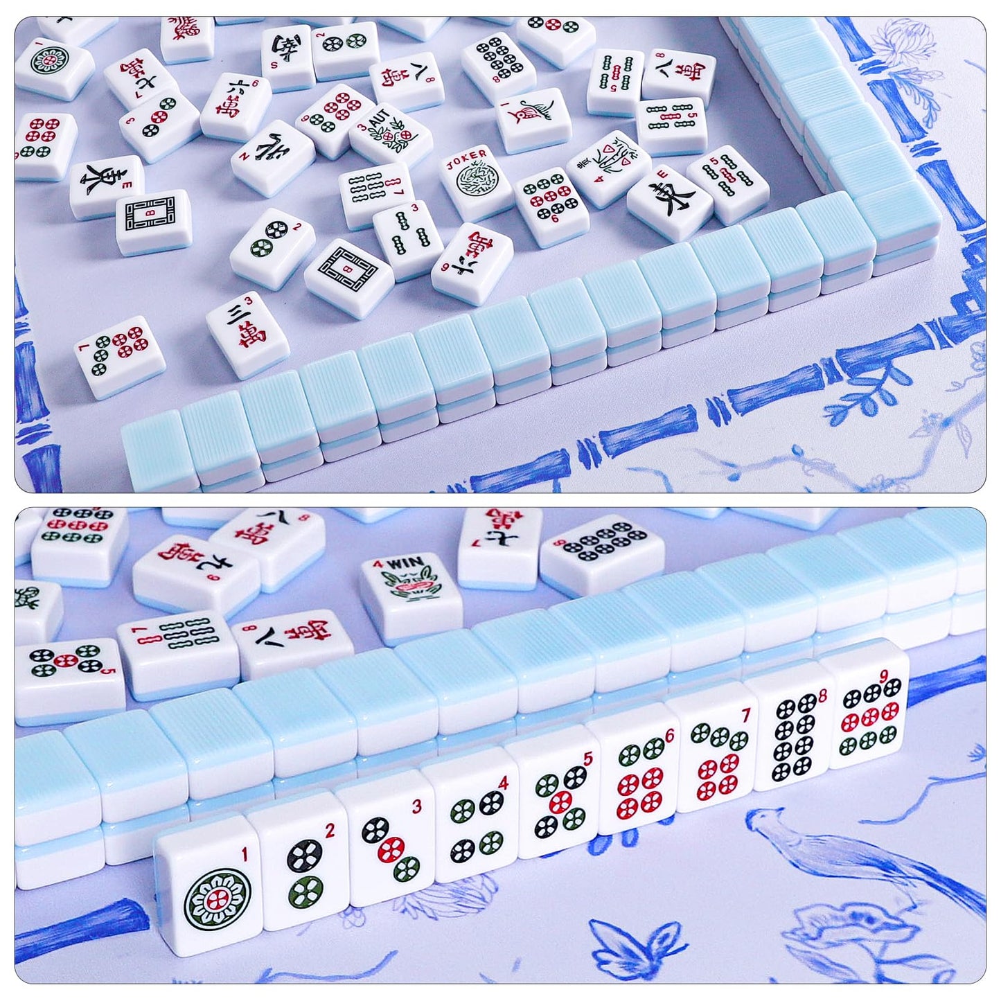 TIASUSAN American Mahjong Tile Set with 166 Blue Back Tiles (1.2-Inch Tiles Only)