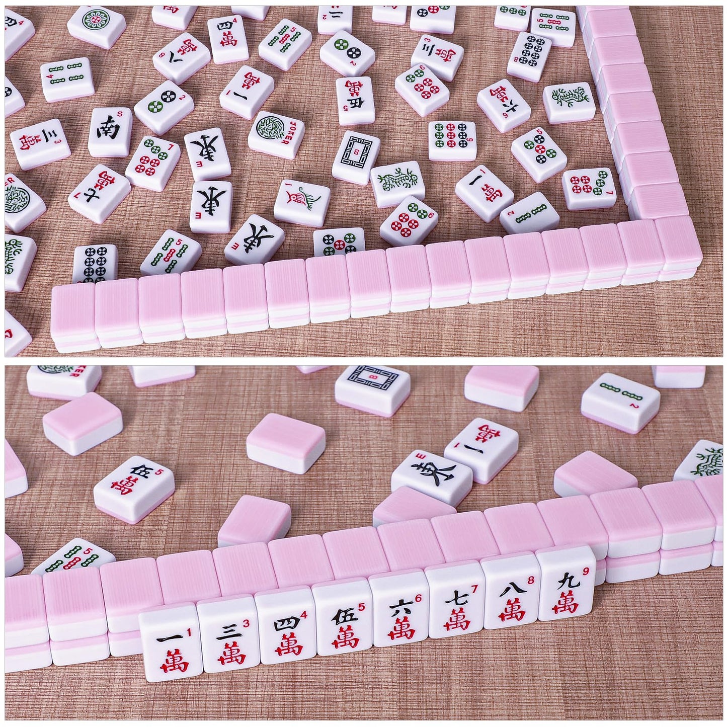 TIASUSAN American Mahjong Tile Set — 166 Pink Back Tiles (1.2”) | Tiles Only