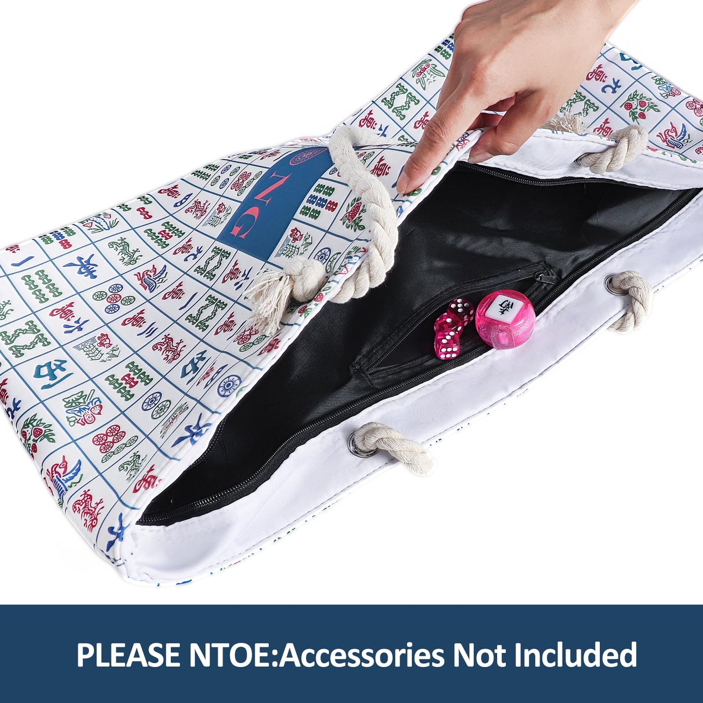 TIASUSAN Empty Printed Mahjong Bag for American Set – Carrying Bag with Racks and Sleeves