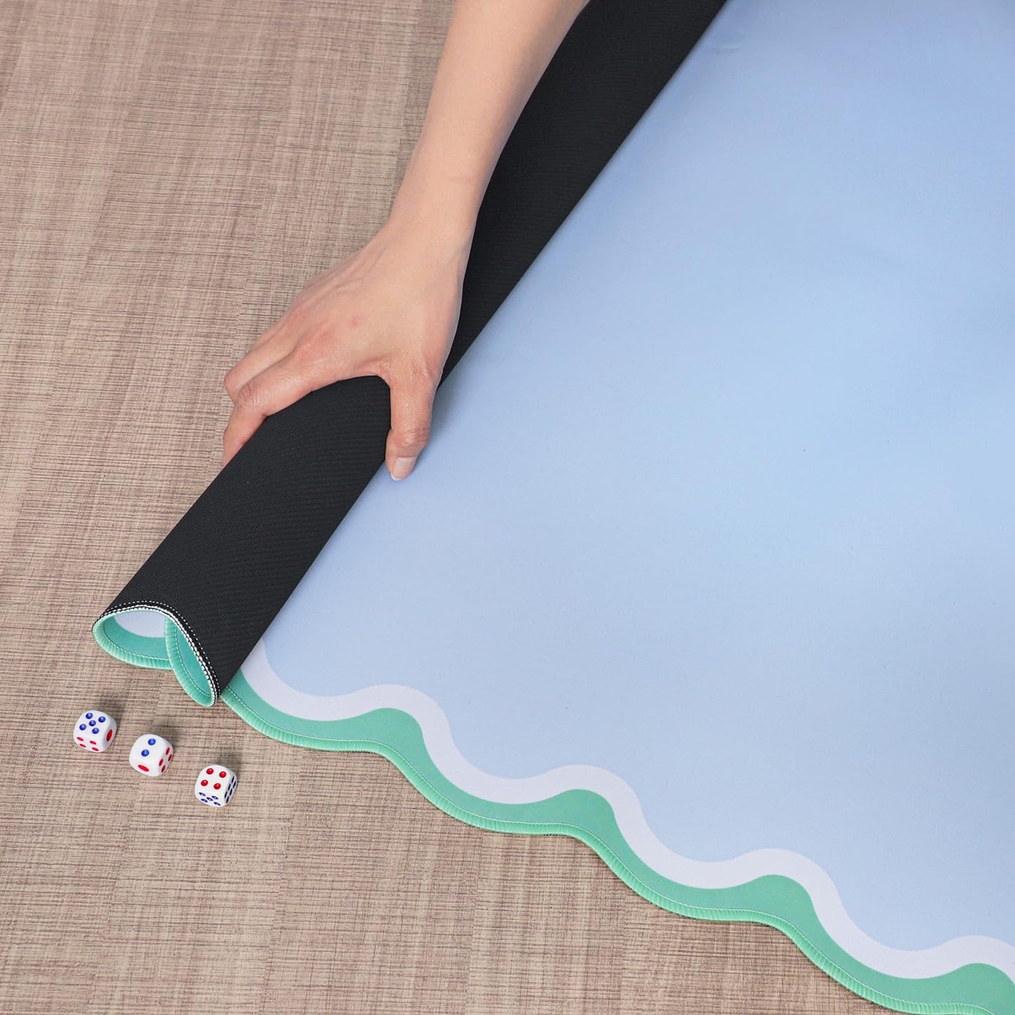 TIASUSAN Blue Mahjong Mat 31.5x31.5 inches – Anti-Slip, Noise-Reducing with Carry Bag