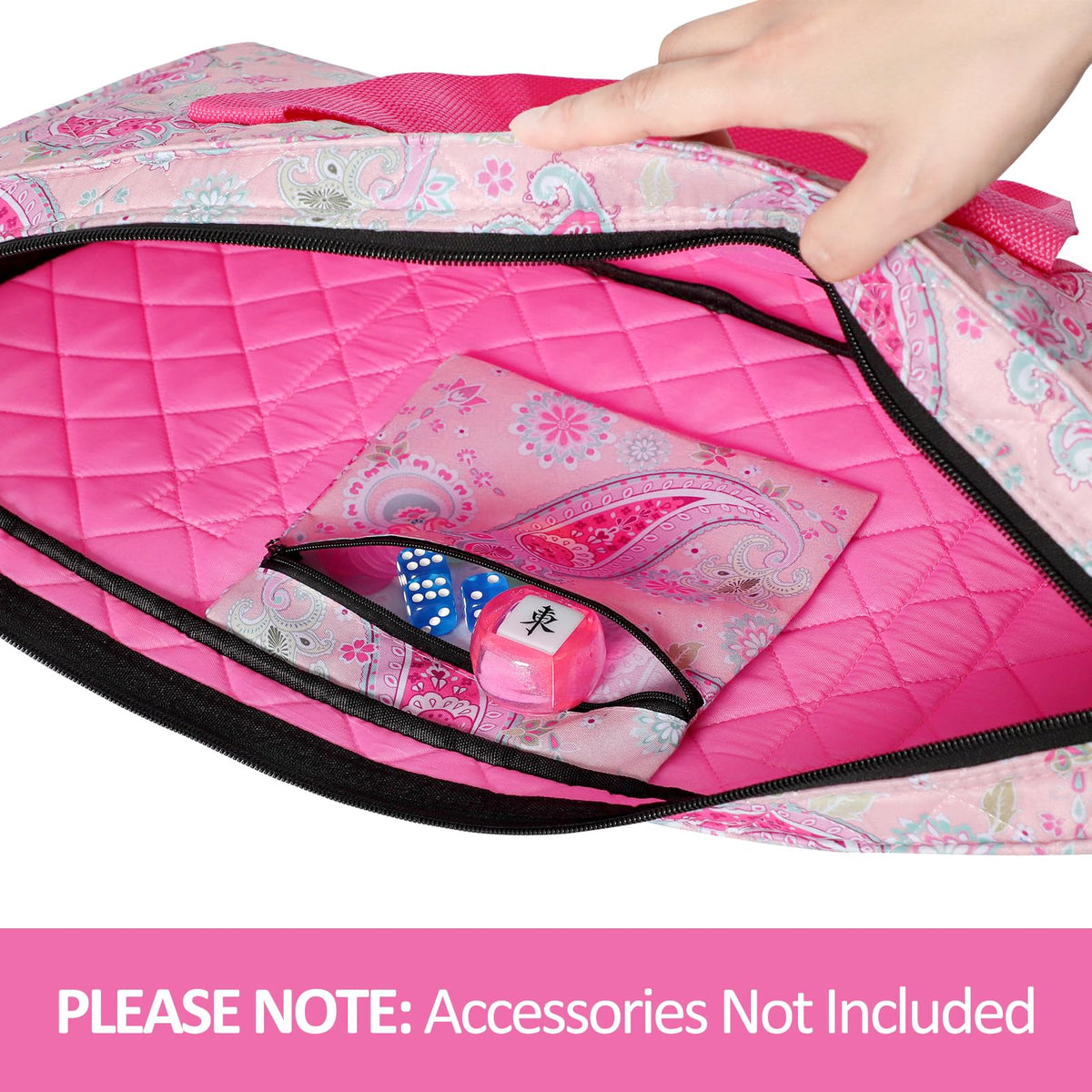 TIASUSAN Pink Mahjong Bag (Empty Bag Only) – American Mahjong Set Carrying Bag with Two Wrappers