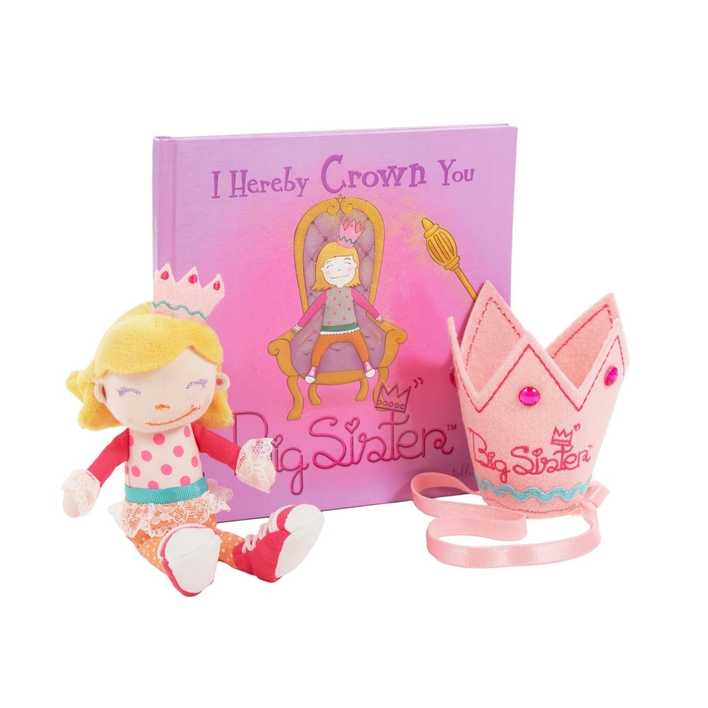 Tickle & Main Big Sister Gift Set – 3-Piece Kit with Storybook, Doll & Crown