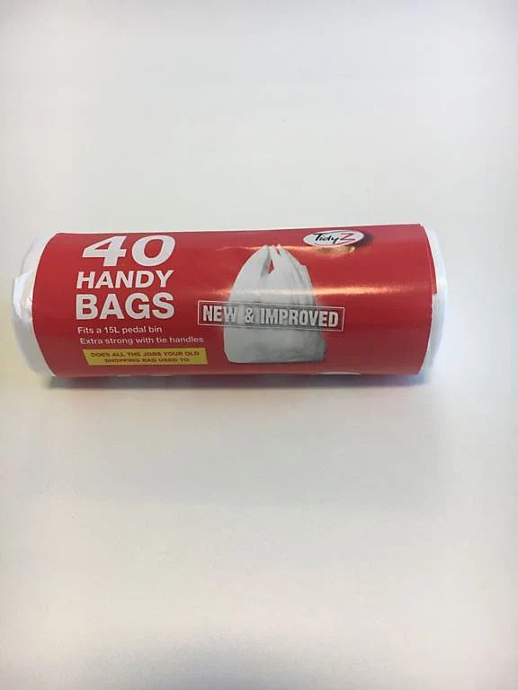 Tidyz Handy Bags With Tie Handle 15L Roll of 40,