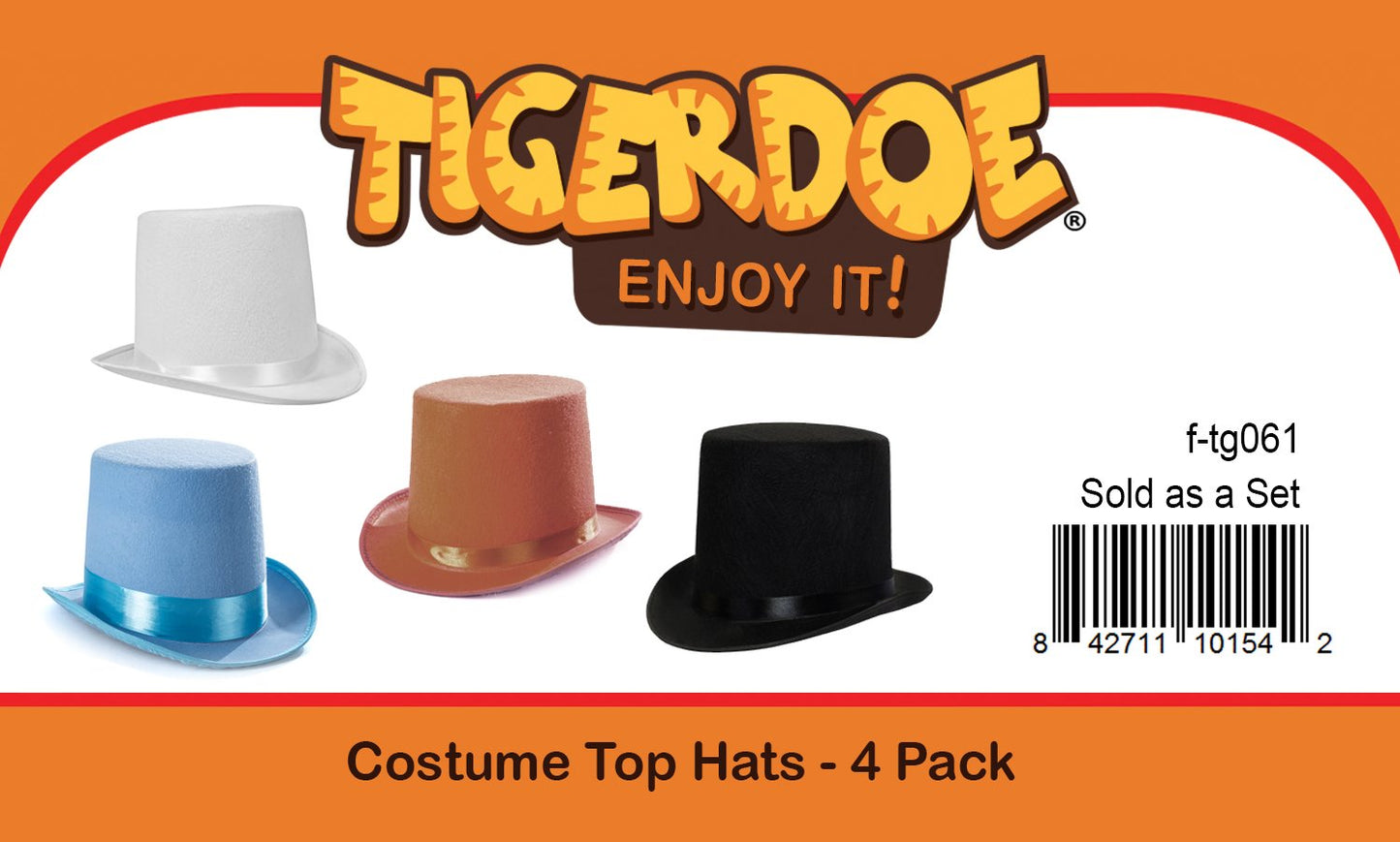 Tigerdoe Top Hats - 4 Pack Costume Hats (Black, White, Brown, Blue)