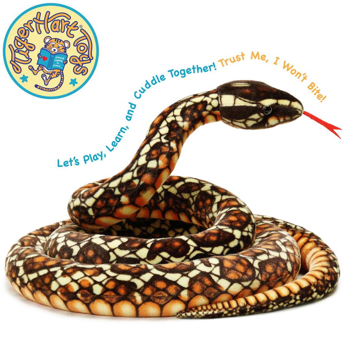 TigerHart Bernard The Brown Python – 9.5 ft Plush Snake | Safe, Huggable Toy