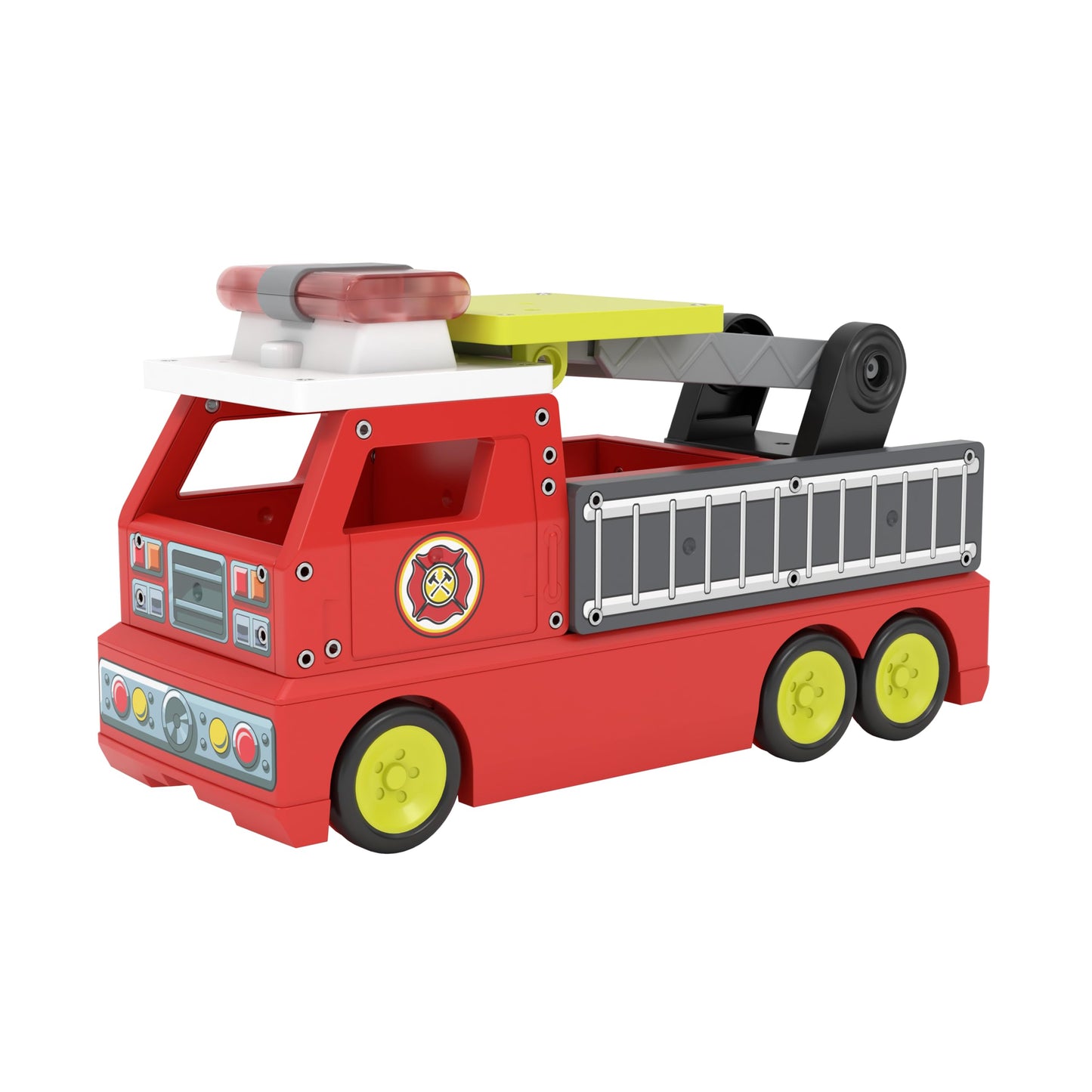 Tile Town Firetruck Magnetic Tile Set with Lights & Sounds – 18-Piece STEM Toy (Ages 3-5+)
