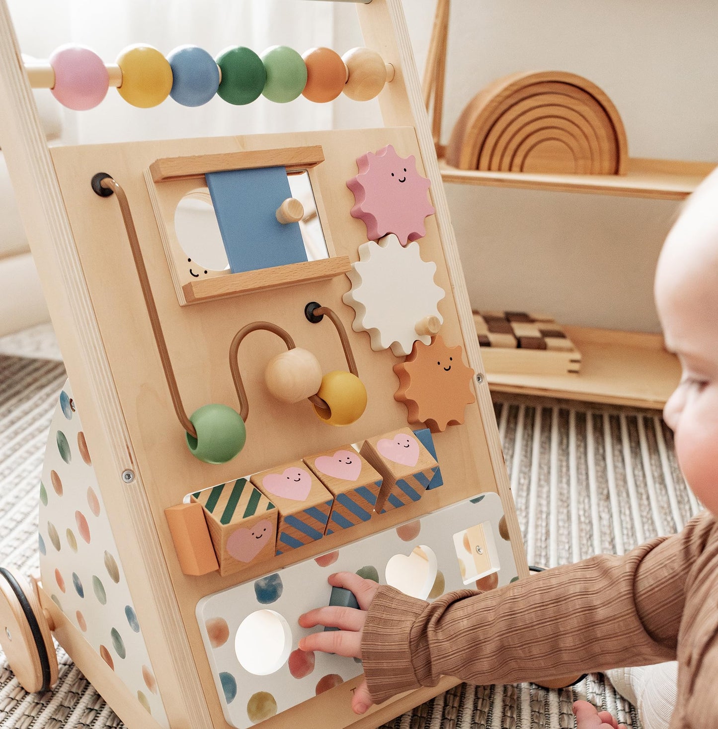 Tiny Land Wooden Baby Walker with Adjustable Speed — Montessori Activity Push Walker