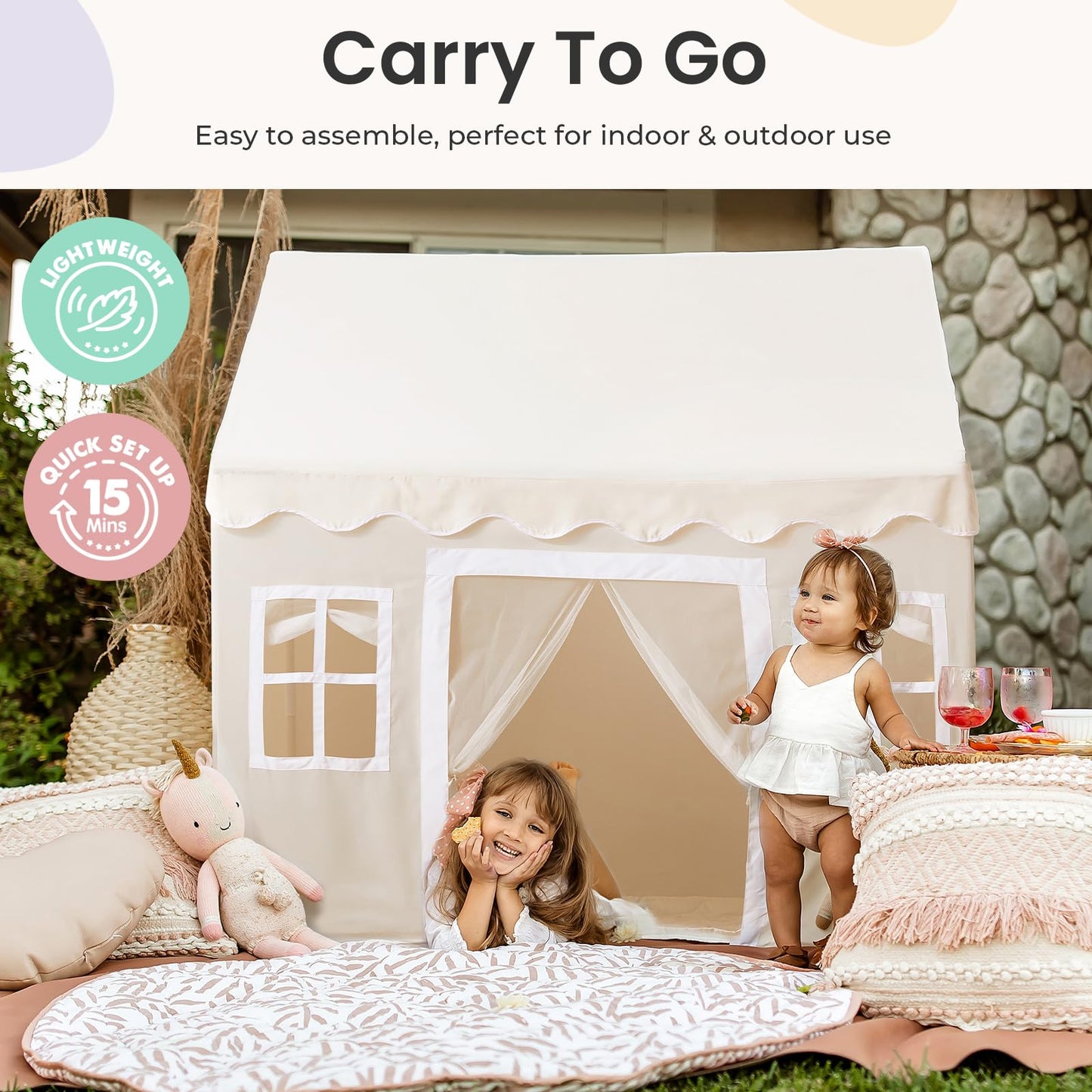 Tiny Land Play Tent with Padded Mat & LED Lights | Indoor Kids Tent for 3-6 Year Olds