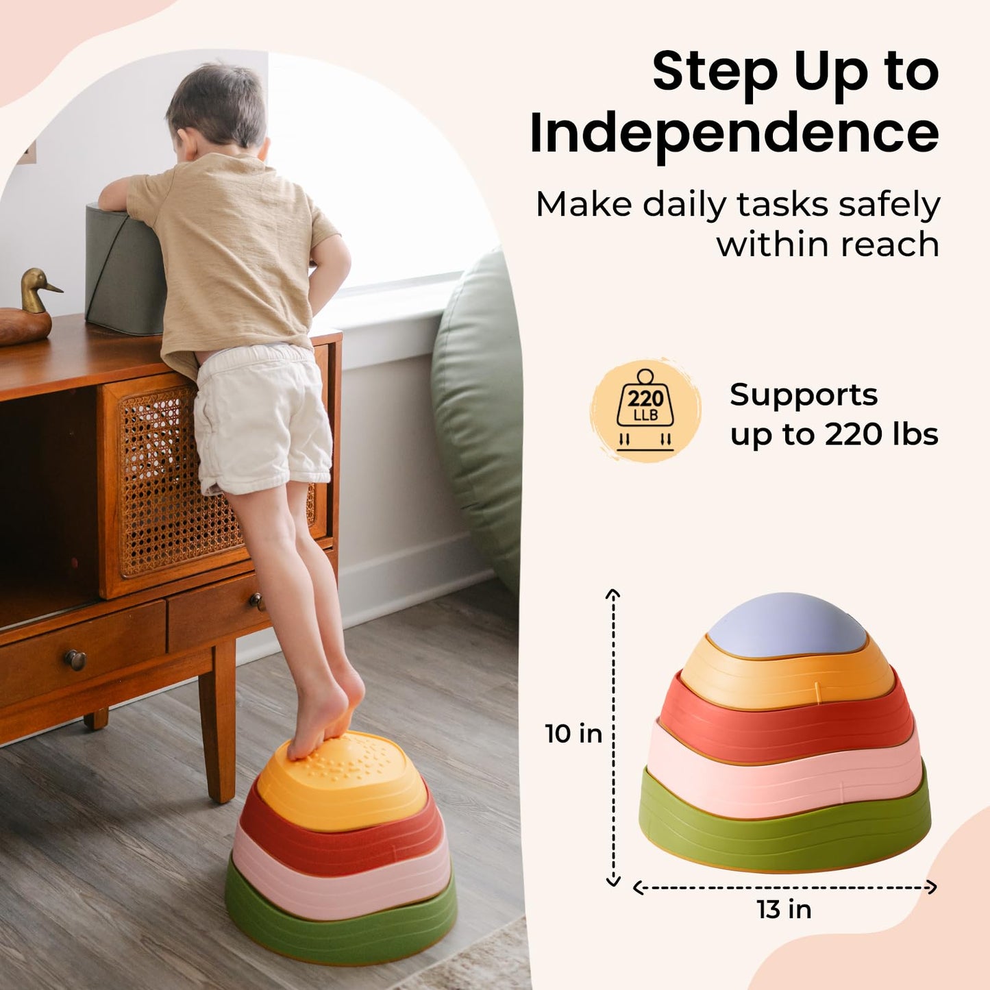 Tiny Land Stepping Stones for Kids – Non-Slip Toddler Balance & Coordination (5 pcs)