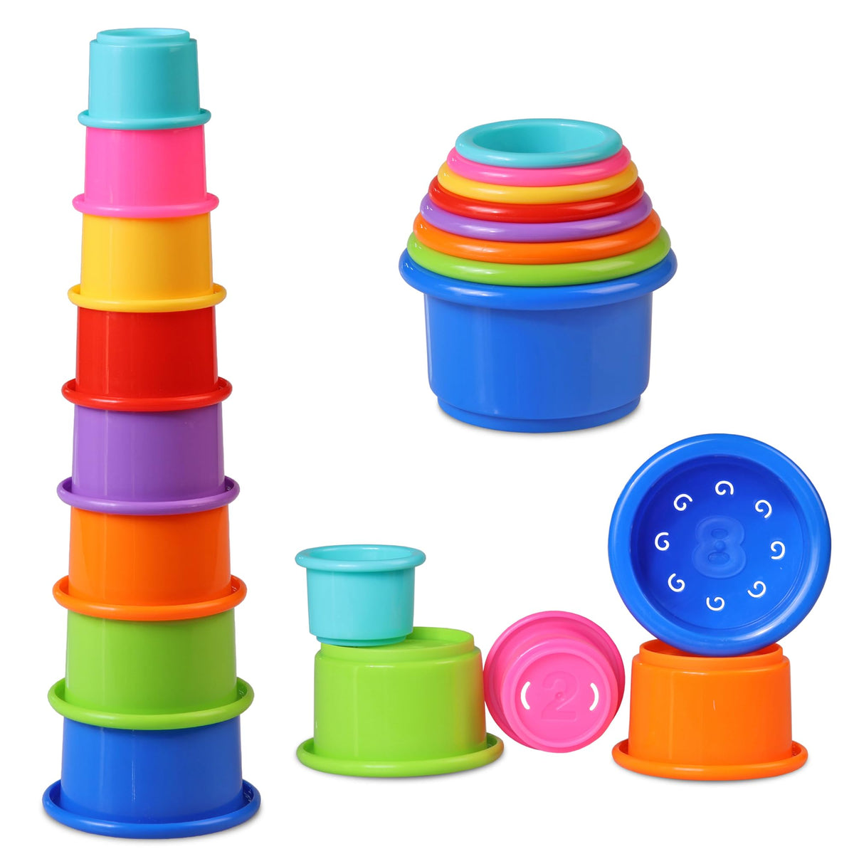 Tiny Tinker Stacking Cups – 8-Pc Nesting Set for Babies 6–12 Months
