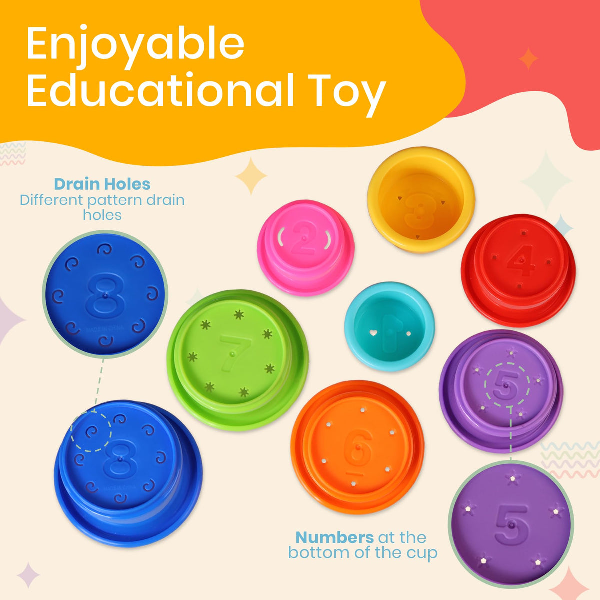 Tiny Tinker Stacking Cups – 8-Pc Nesting Set for Babies 6–12 Months