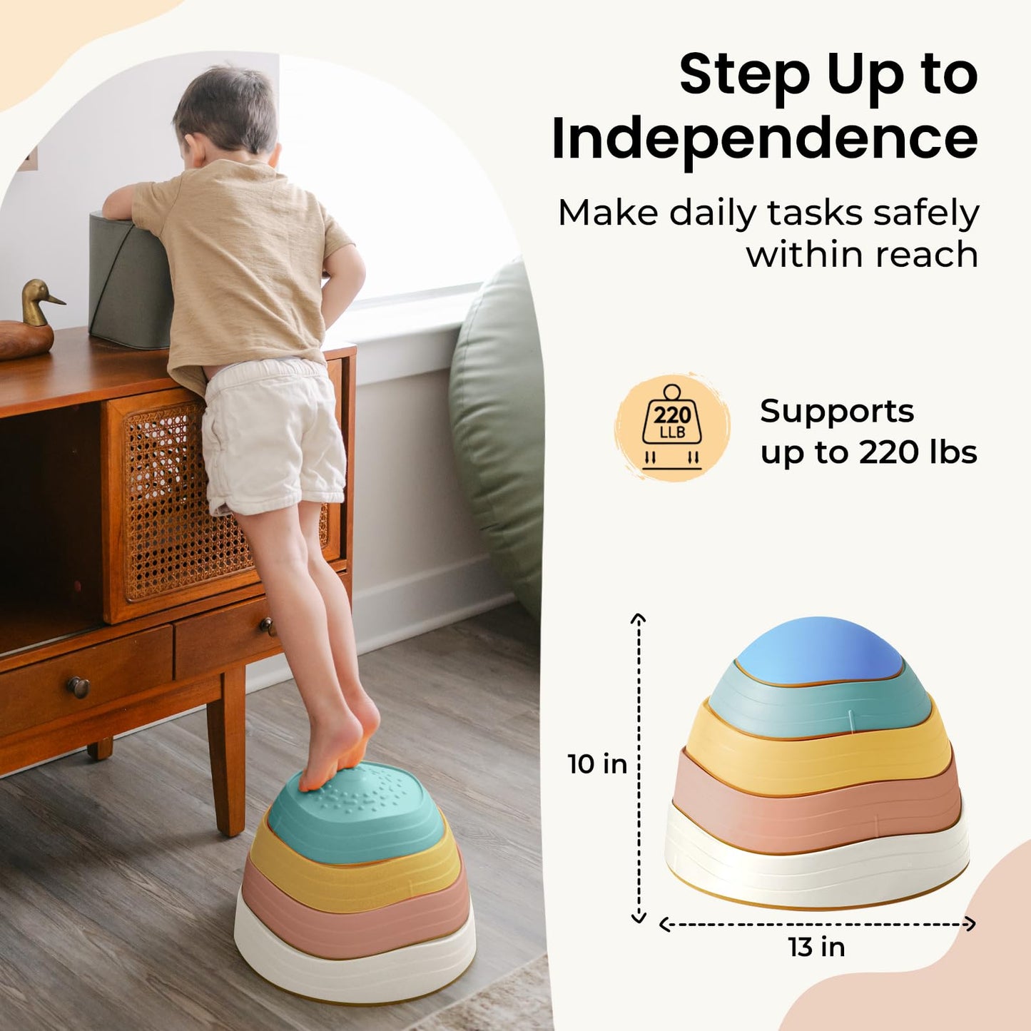 Tiny Land Stepping Stones for Kids — 5-Piece Non-Slip Set for Balance & Coordination