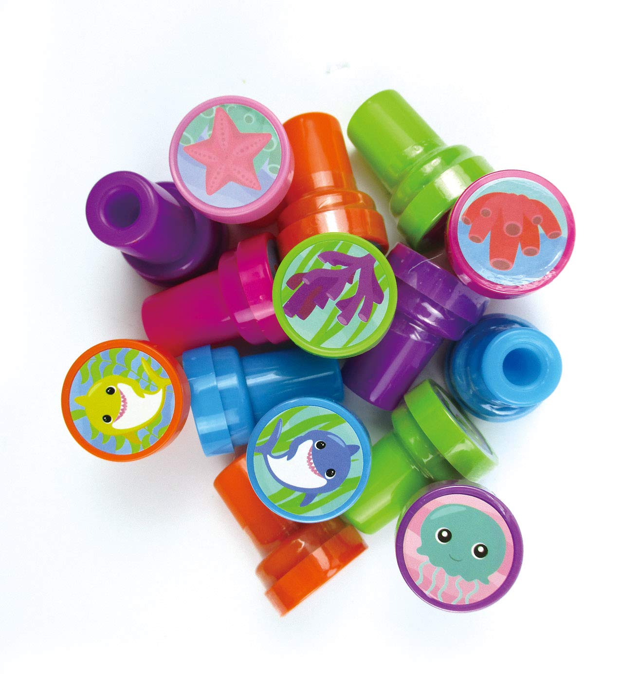 TINYMILLS 24 Pcs Shark Family Stampers for Kids – Pre-Inked & BPA-Free