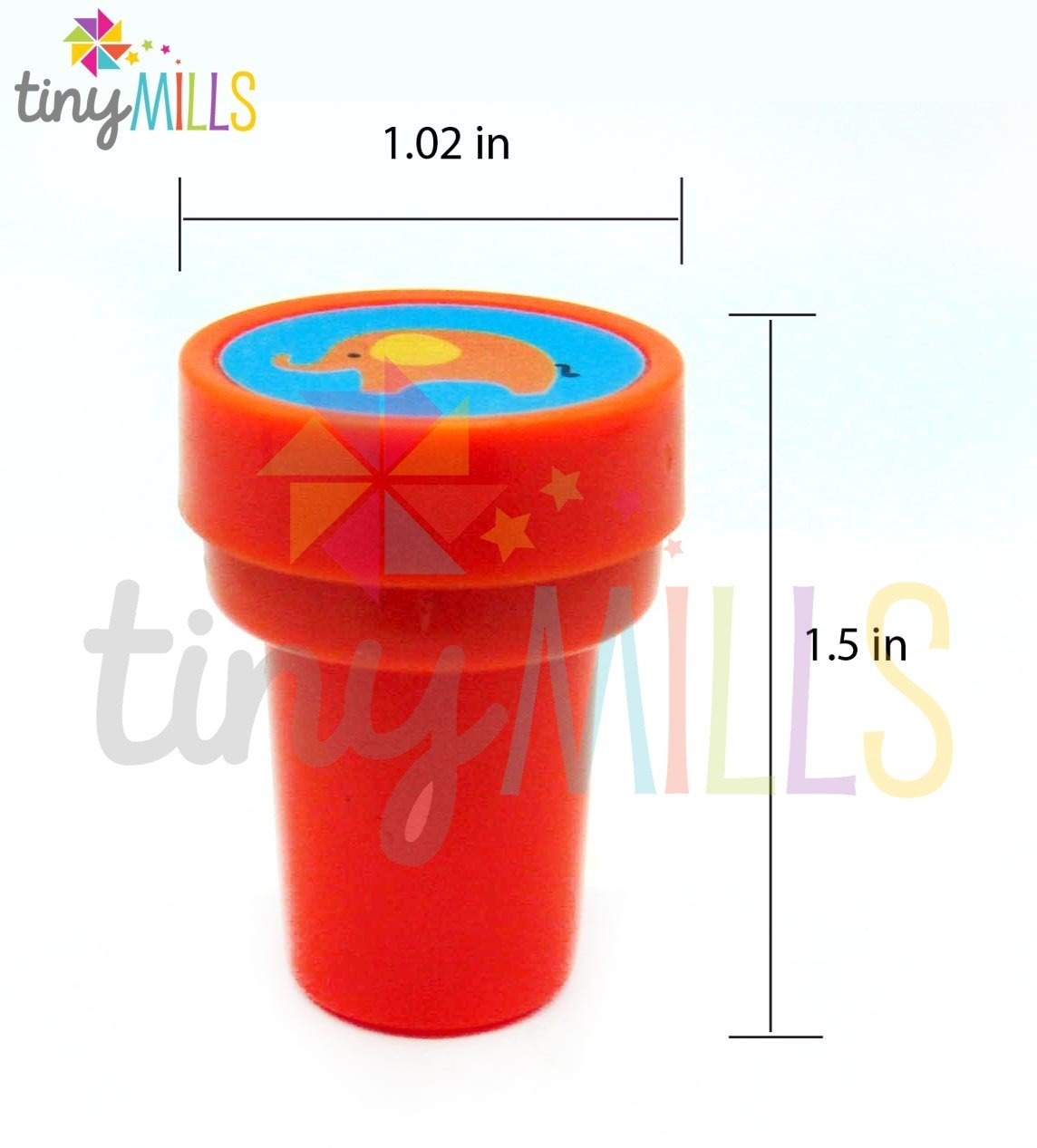 TINYMILLS 50 Pcs Assorted Stampers for Kids – Pre-Inked, Non-Toxic Party Favors