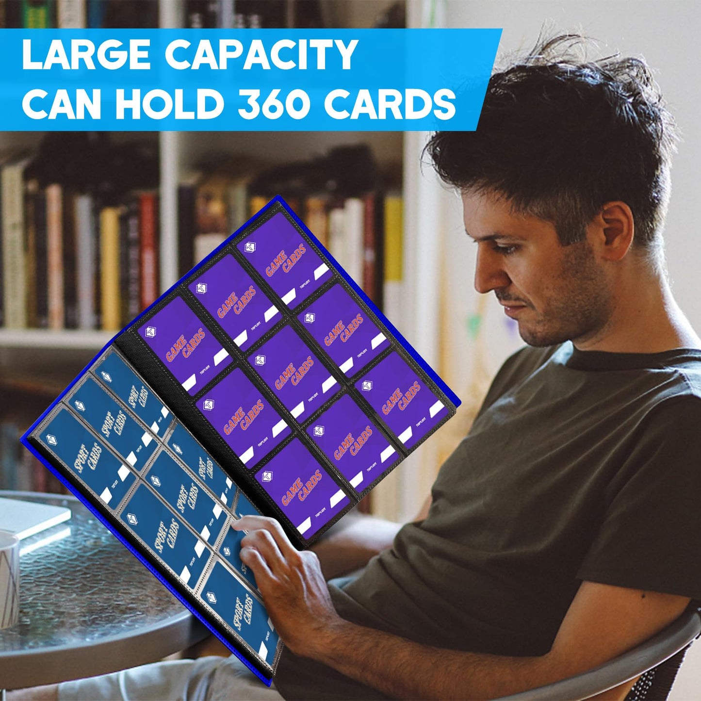 TiopLior Trading Card Binder – 360-Pocket Navy Album for MTG, Baseball & Football Cards