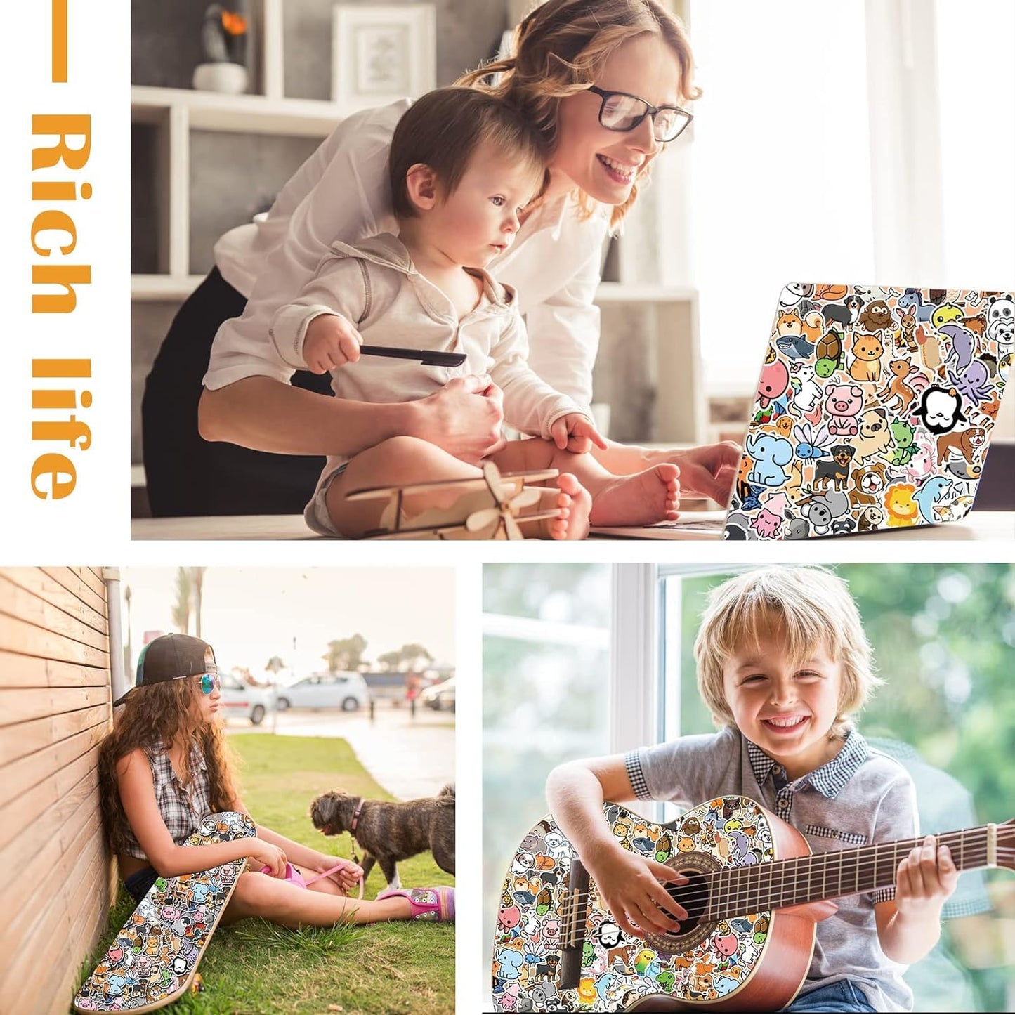 TIT COOPOPE 106PCS Non-Repeating Animal Stickers – Waterproof Vinyl