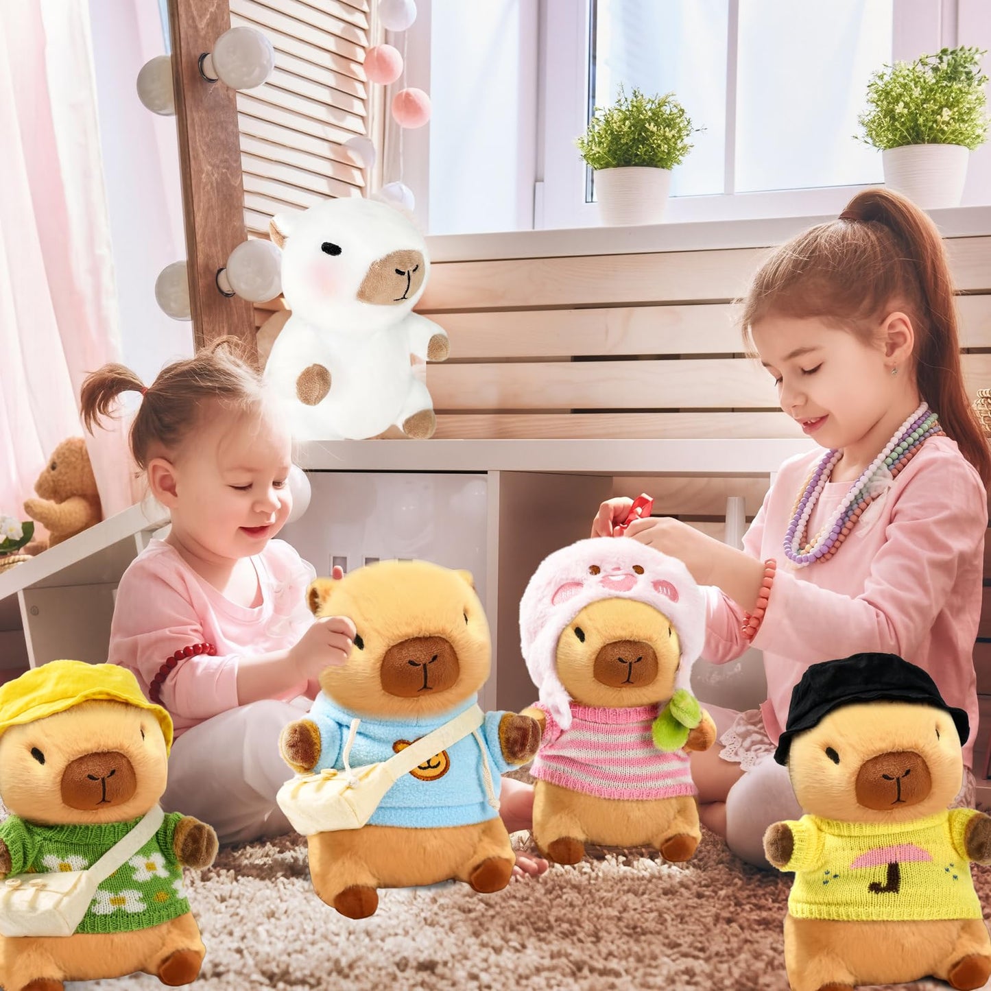 TITQWOP Brown Capybara Plush with 9 Outfits – Ultra-Soft Capybara Stuffed Animal for Kids